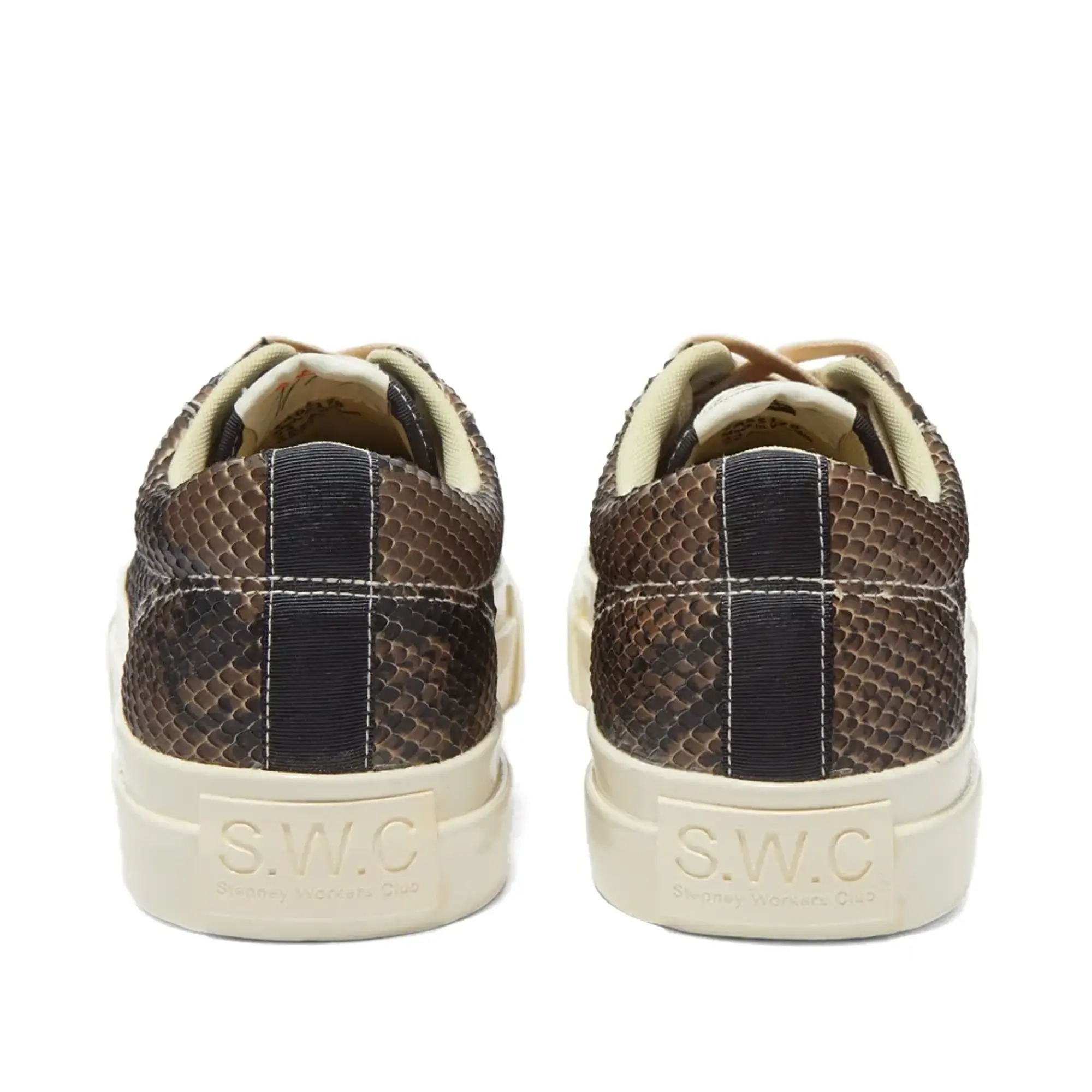 Stepney Workers Club Men's Leopard Print Velvet Dellow Sneaker Snake