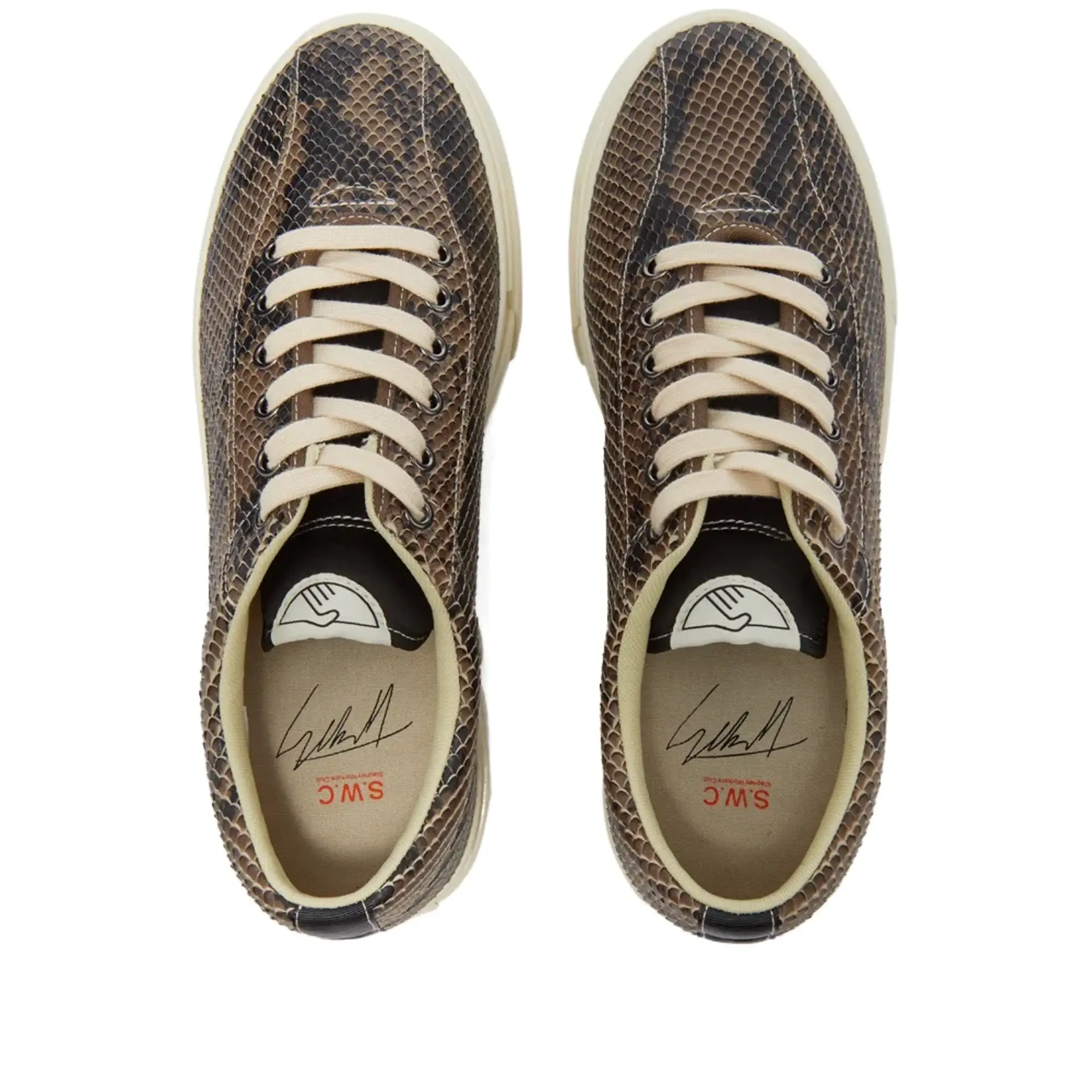 Stepney Workers Club Men's Leopard Print Velvet Dellow Sneaker Snake