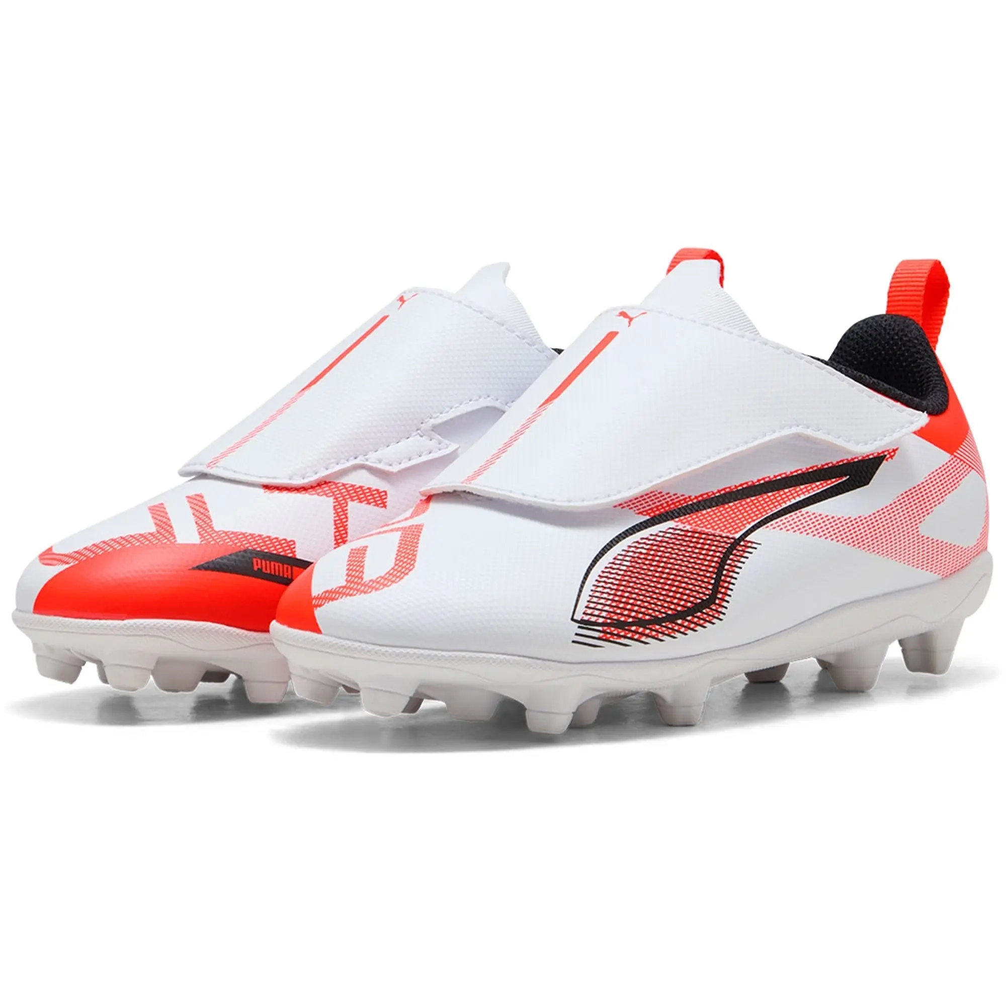 PUMA Ultra 5 Play V FG/AG Rb Football Boots Youth, White/Black/Glowing Red, size 1