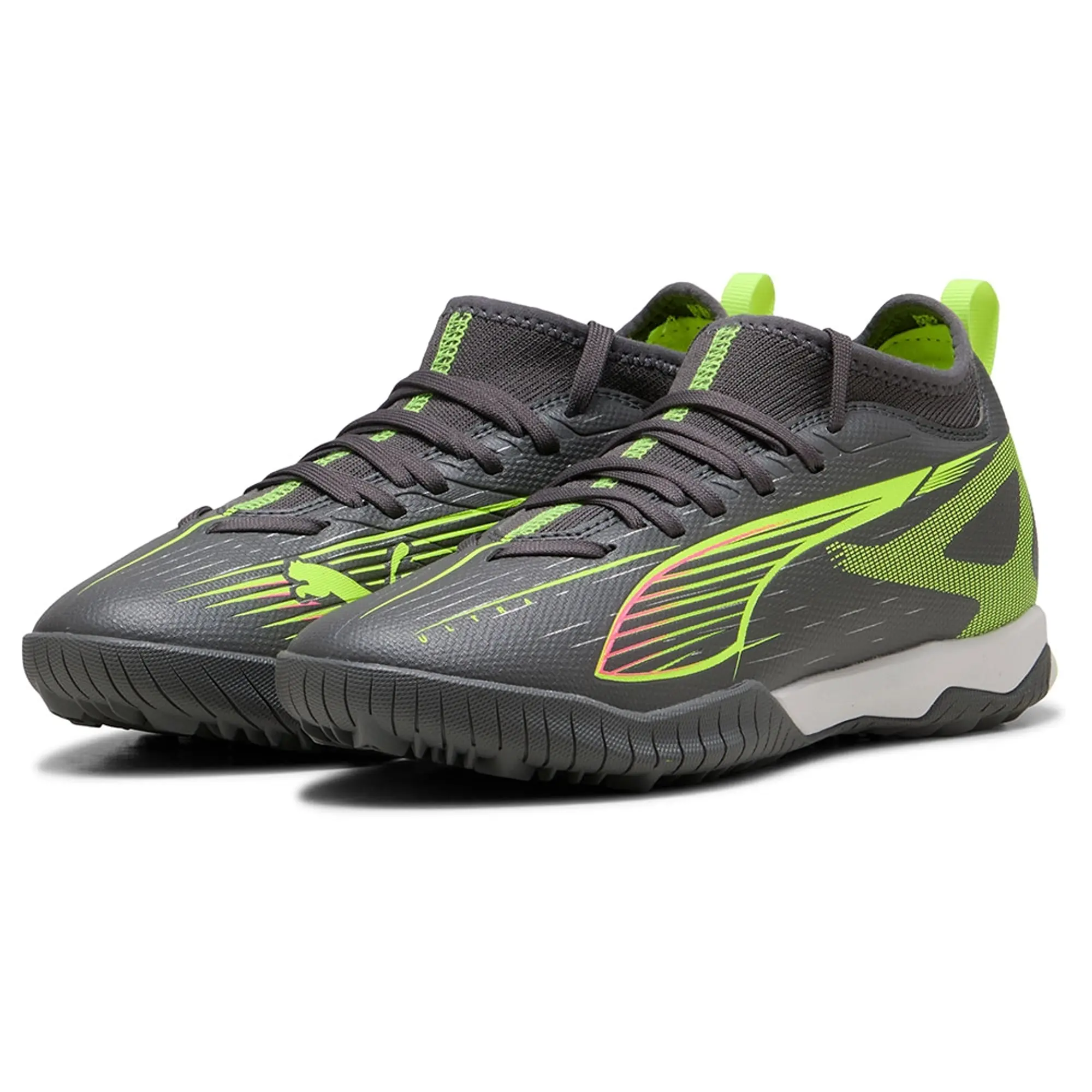 PUMA Ultra 5 Match TT Mid Football Boots Youth, Matte Aged Silver/Yellow Alert/Aged Silver, size 1