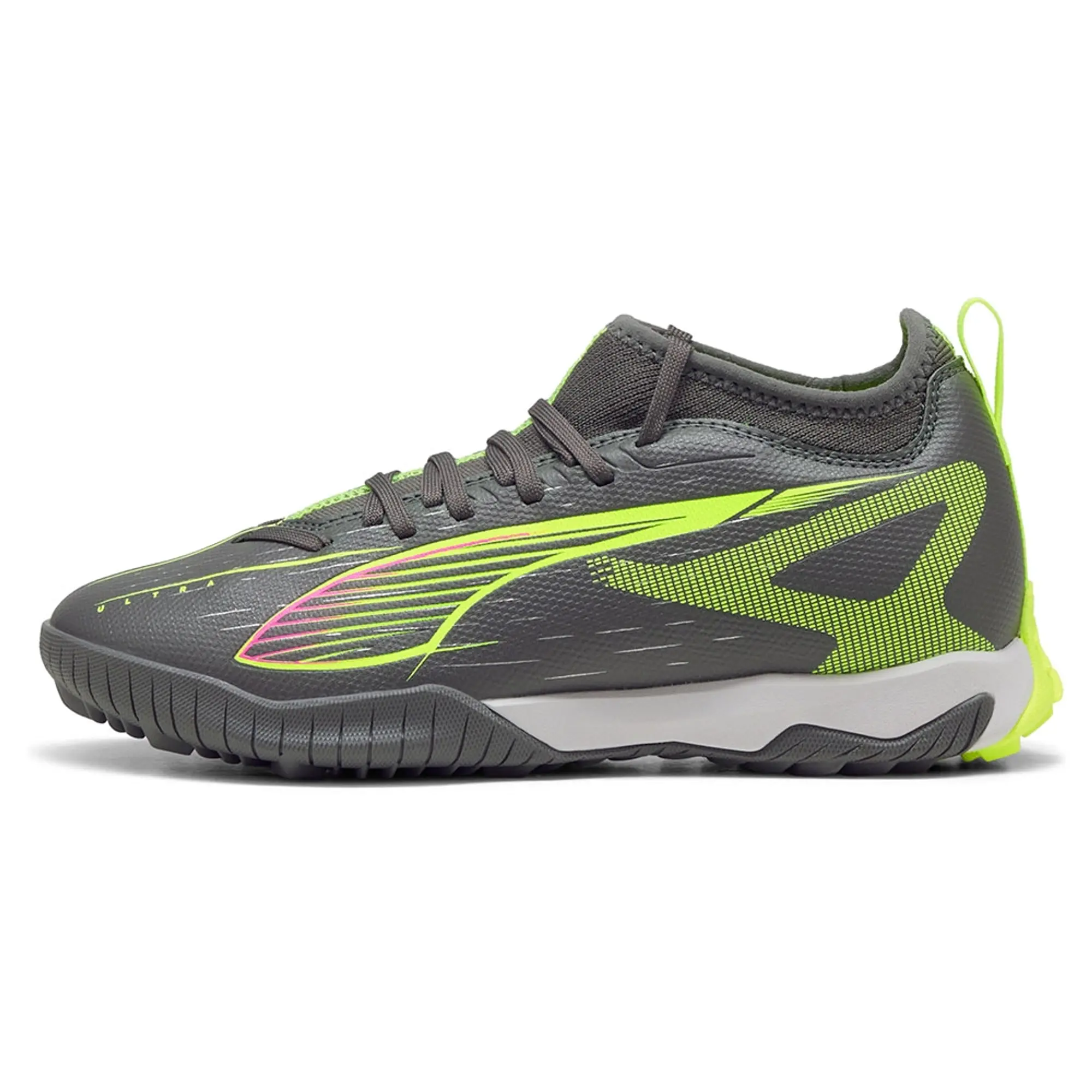 PUMA Ultra 5 Match TT Mid Football Boots Youth, Matte Aged Silver/Yellow Alert/Aged Silver, size 1