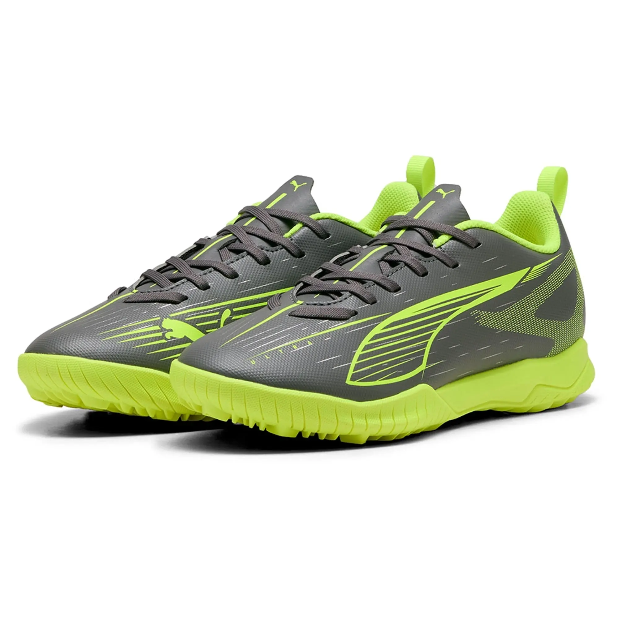 PUMA Ultra 5 Play TT Football Boots Youth, Matte Aged Silver/Yellow Alert/Aged Silver, size 1