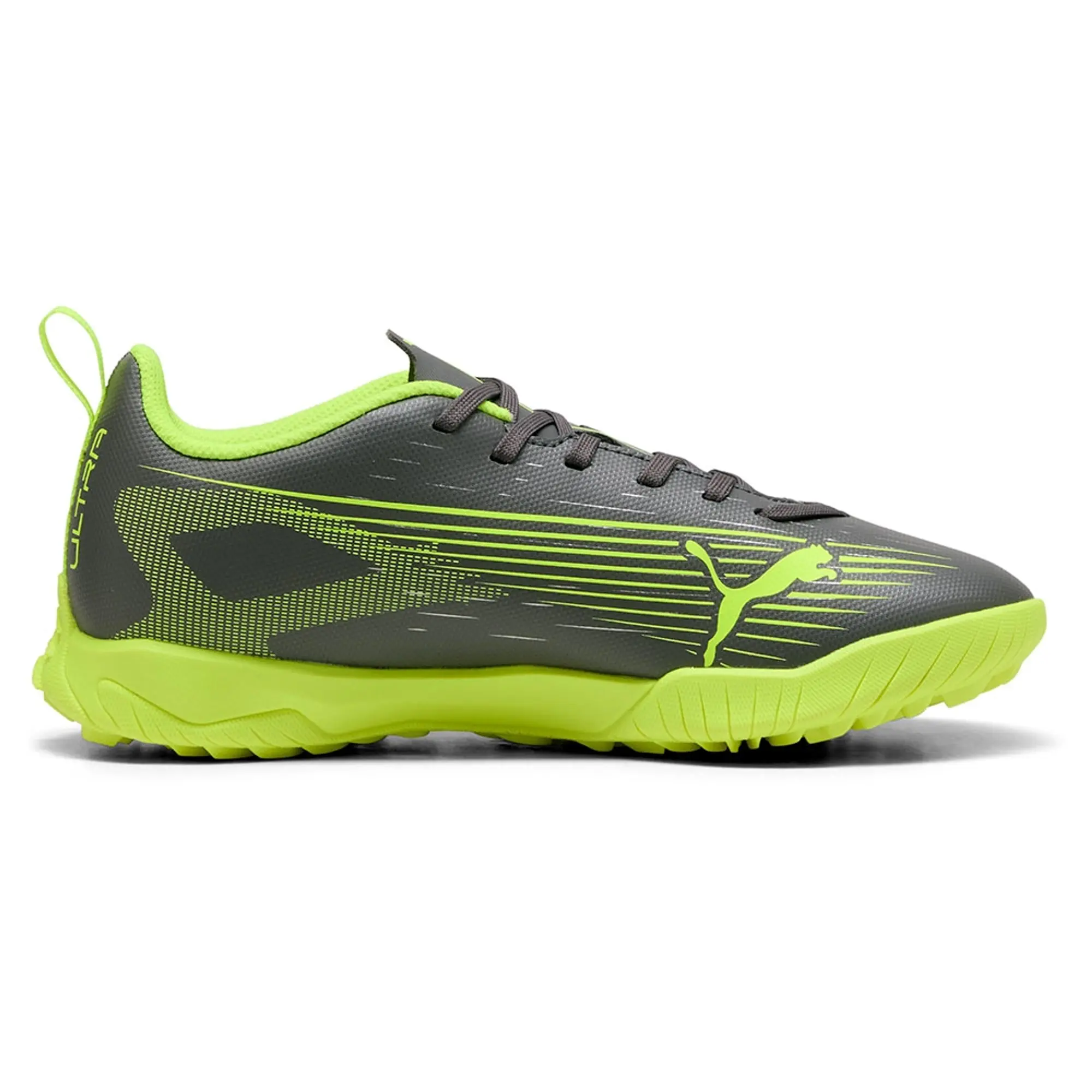 PUMA Ultra 5 Play TT Football Boots Youth, Matte Aged Silver/Yellow Alert/Aged Silver, size 1