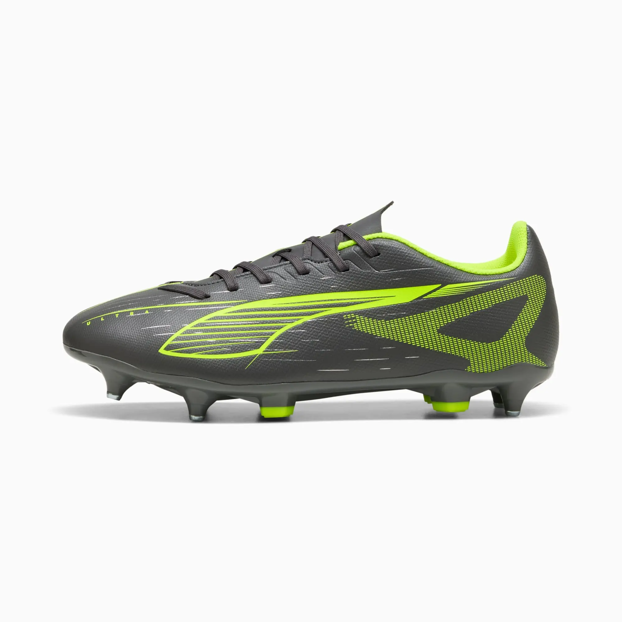 PUMA Ultra 5 Play MxSG Football Boots Unisex, Matte Aged Silver/Yellow Alert/Aged Silver, size 10