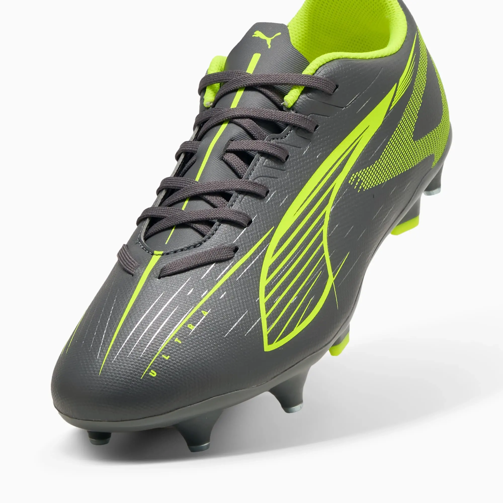 PUMA Ultra 5 Play MxSG Football Boots Unisex, Matte Aged Silver/Yellow Alert/Aged Silver, size 10