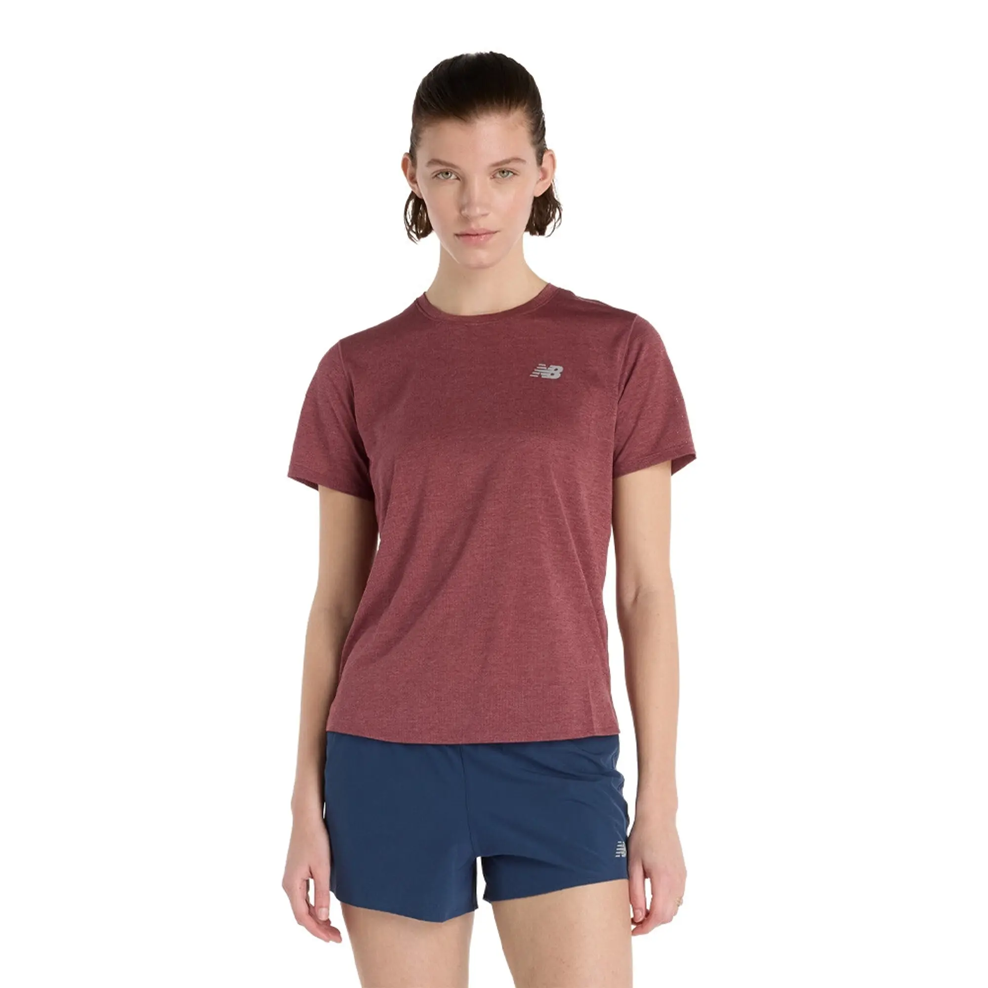 New Balance Women's Athletics T-Shirt in Red Poly Knit