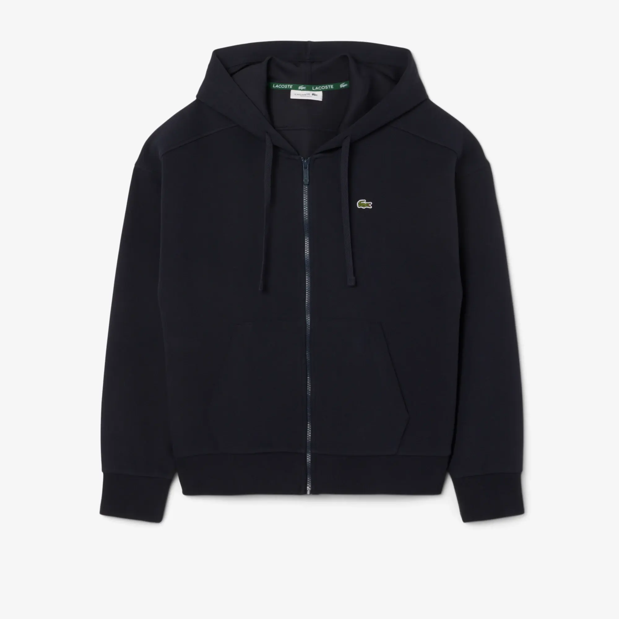 Lacoste Zipped Piqué Hoodie - Navy Blue