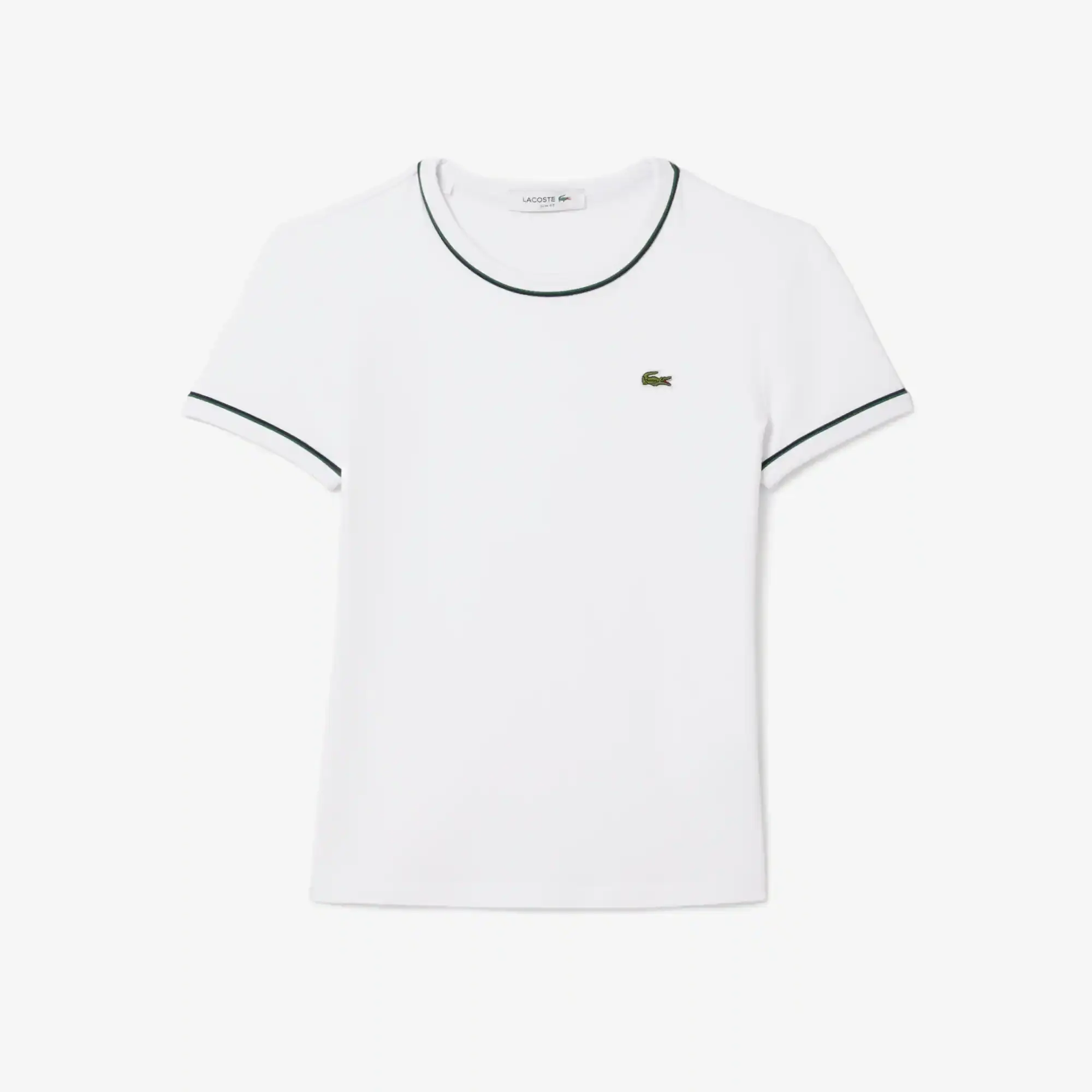 Lacoste Contrast Trim Jersey T-shirt - White / Navy Blue / Green