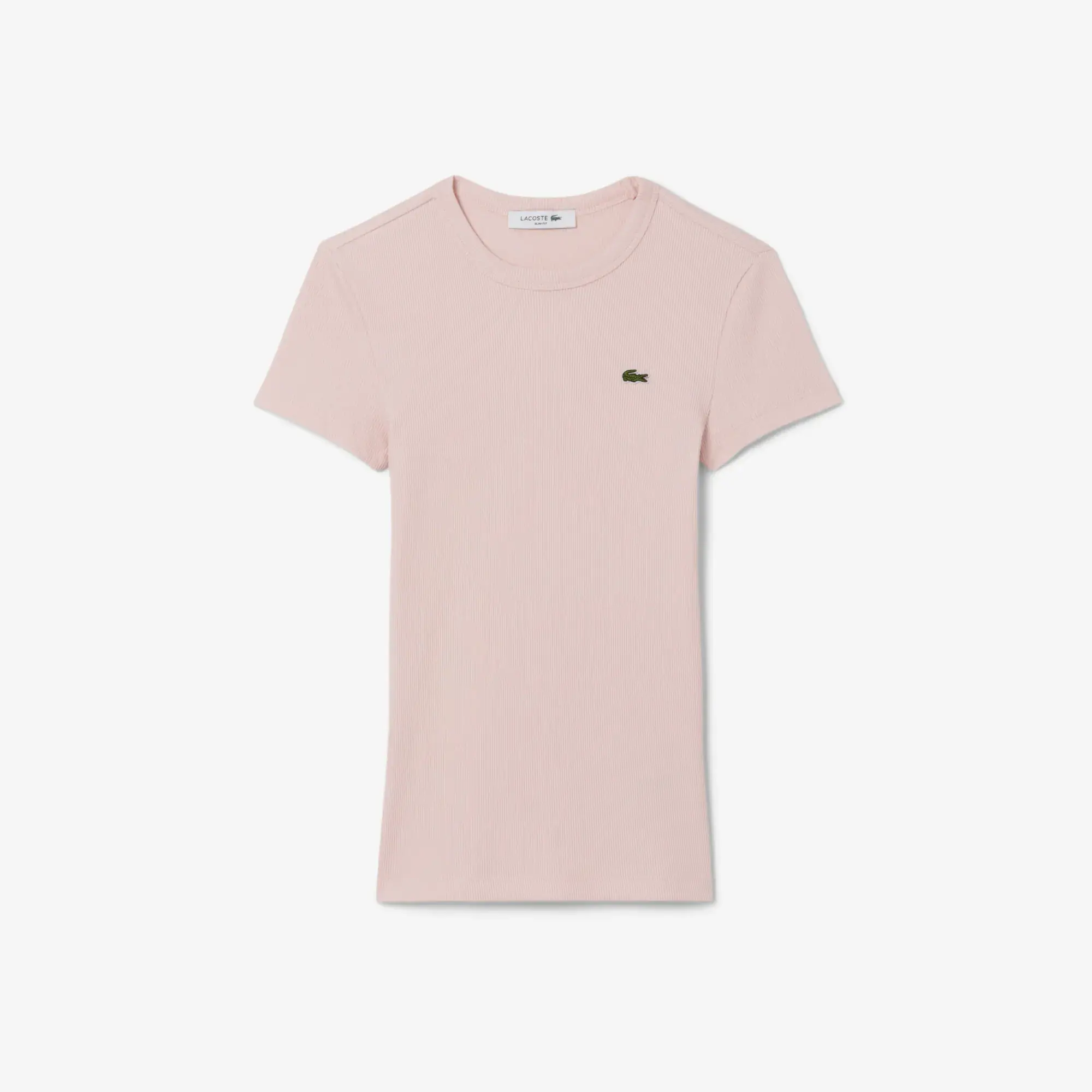 Lacoste Slim Fit Ribbed Cotton T-shirt - Light Pink