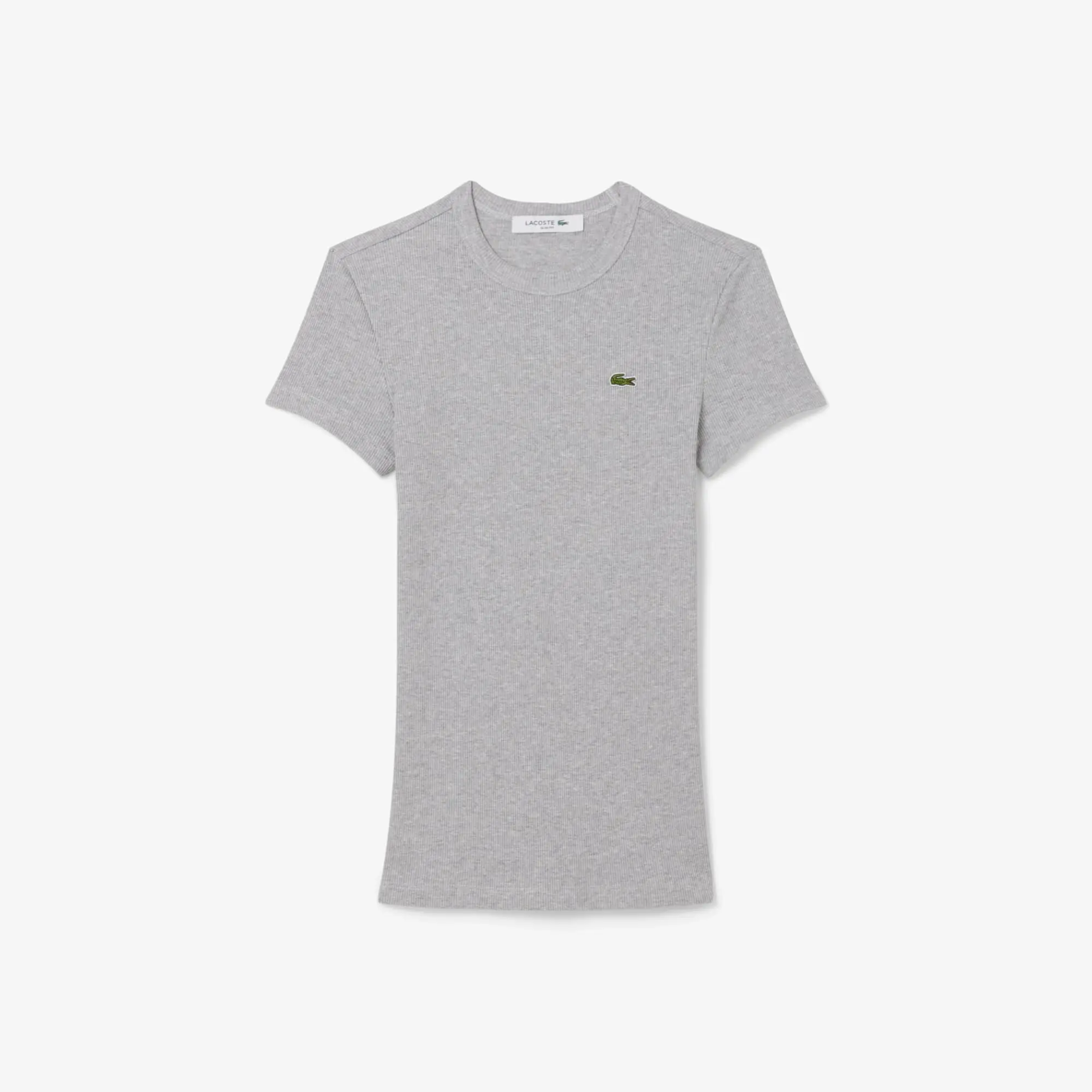 Lacoste Slim Fit Ribbed Cotton T-shirt - Light Heathered Grey