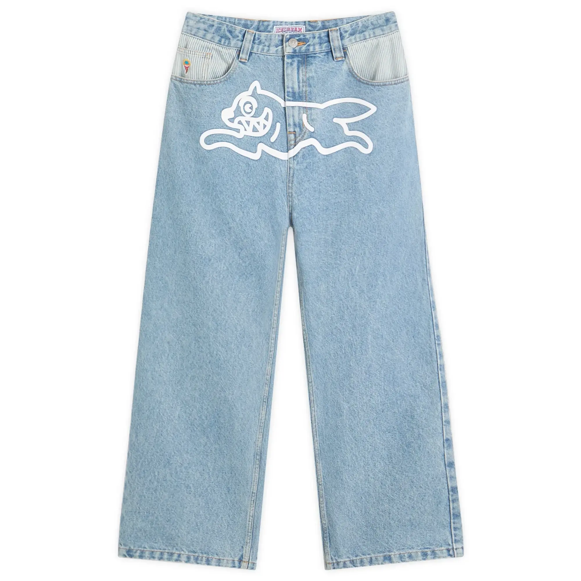 END. x ICECREAM Running Dog Double Scoop Denim Pant Heavy Wash Blue