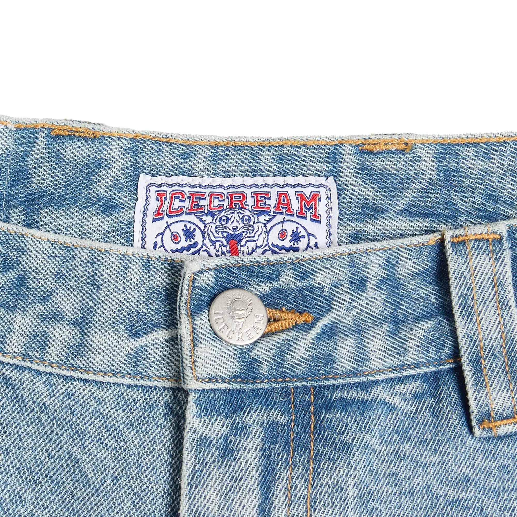 END. x ICECREAM Running Dog Double Scoop Denim Pant Heavy Wash Blue