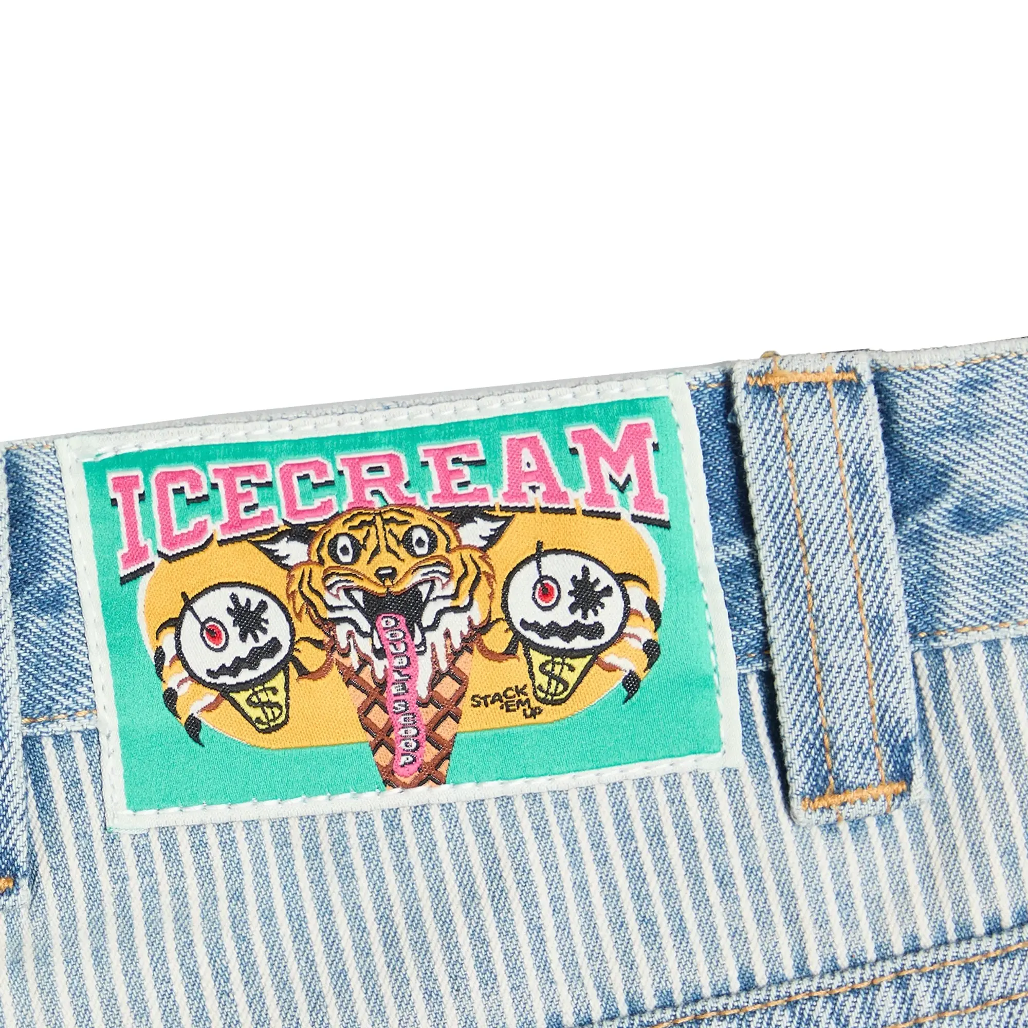 END. x ICECREAM Running Dog Double Scoop Denim Pant Heavy Wash Blue