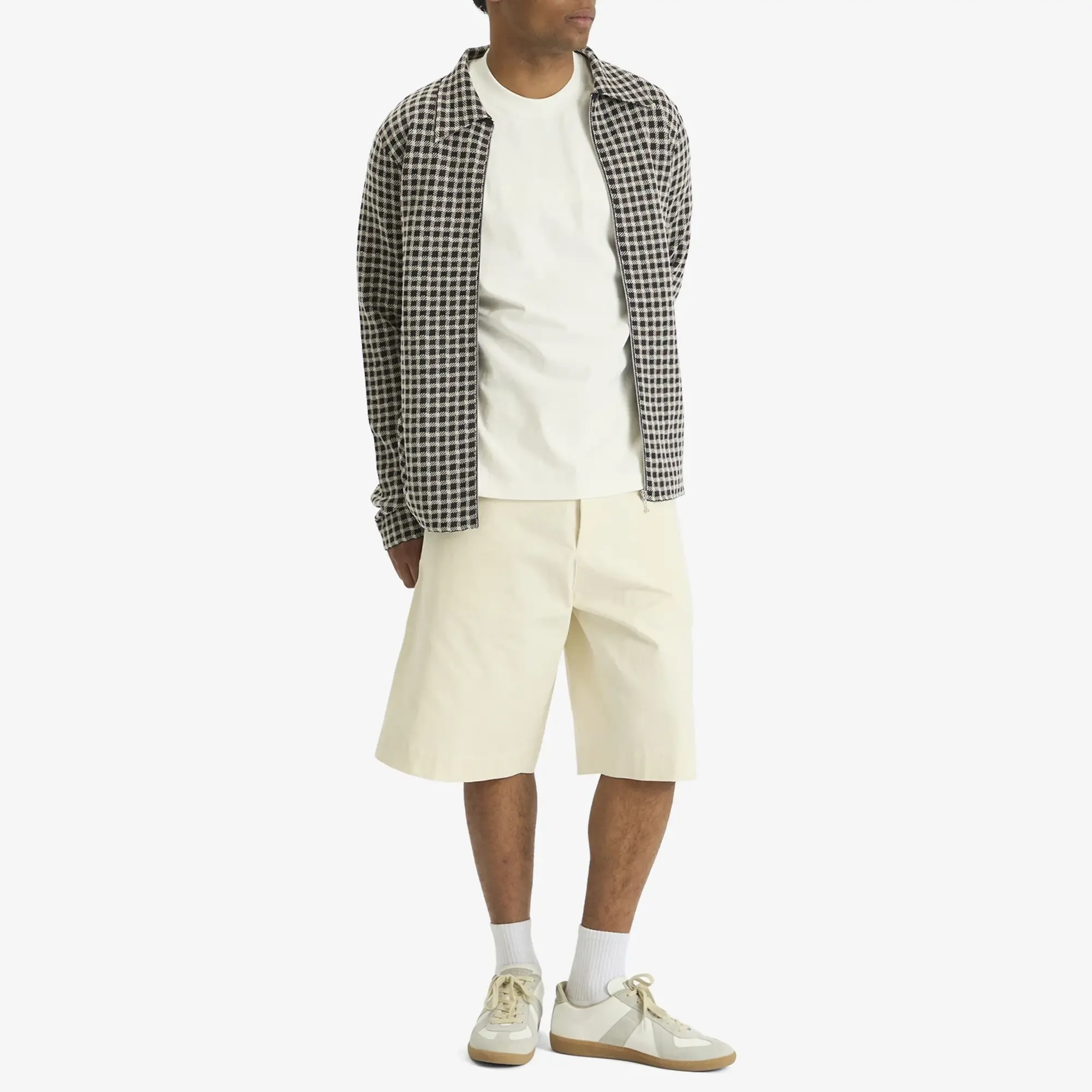 Jil Sander Men's Wool Check Zip Through Dark Grey