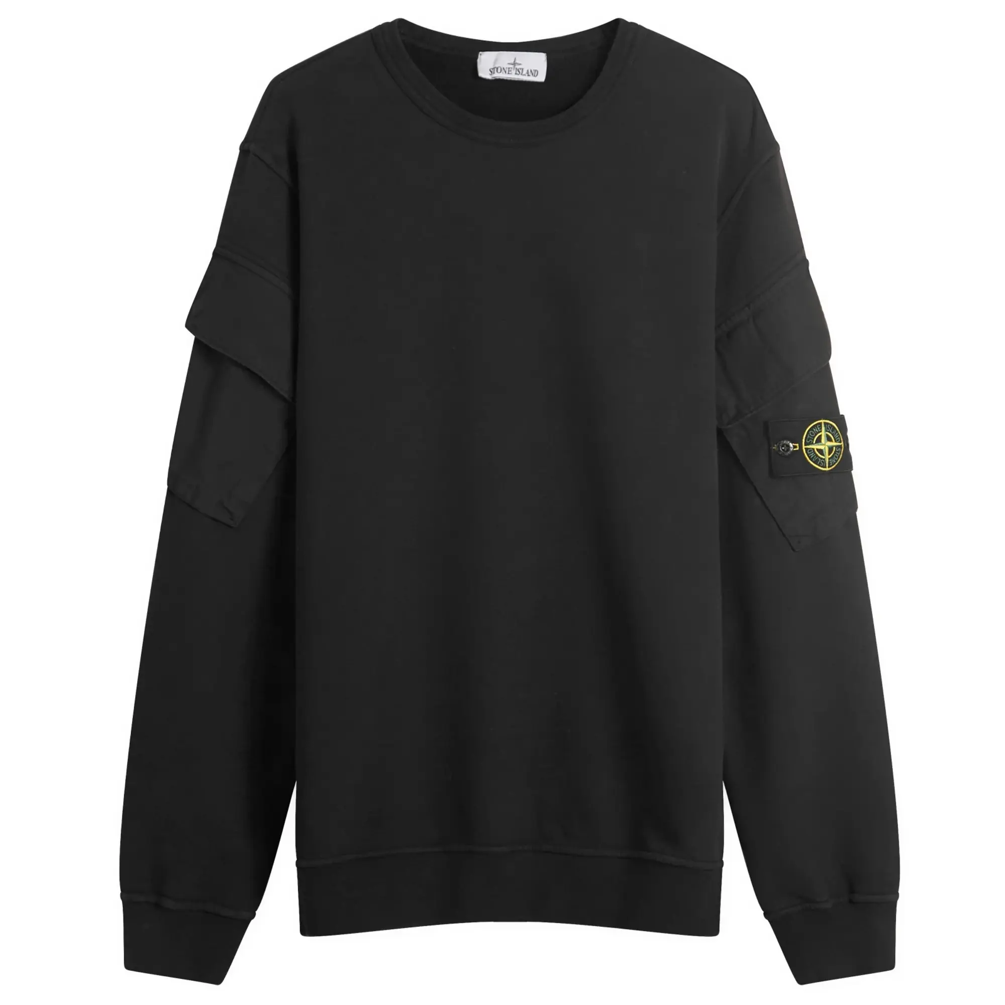 Stone Island Men's Brushed Fleece Cargo Pocket Sweatshirt Black