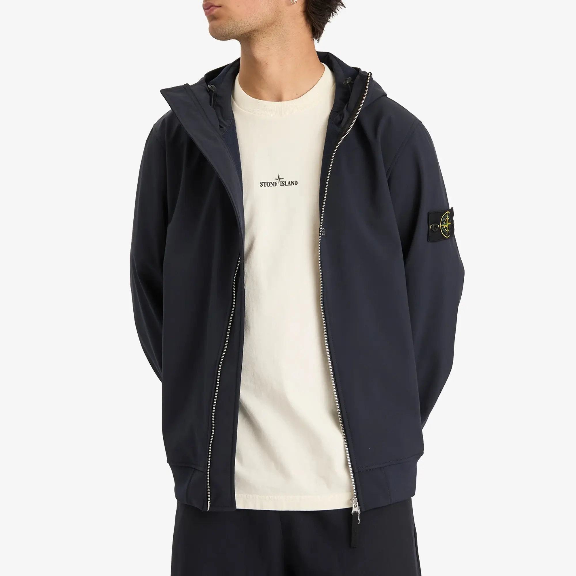 Stone Island Men's Soft Shell-R Hooded Jacket Navy Blue