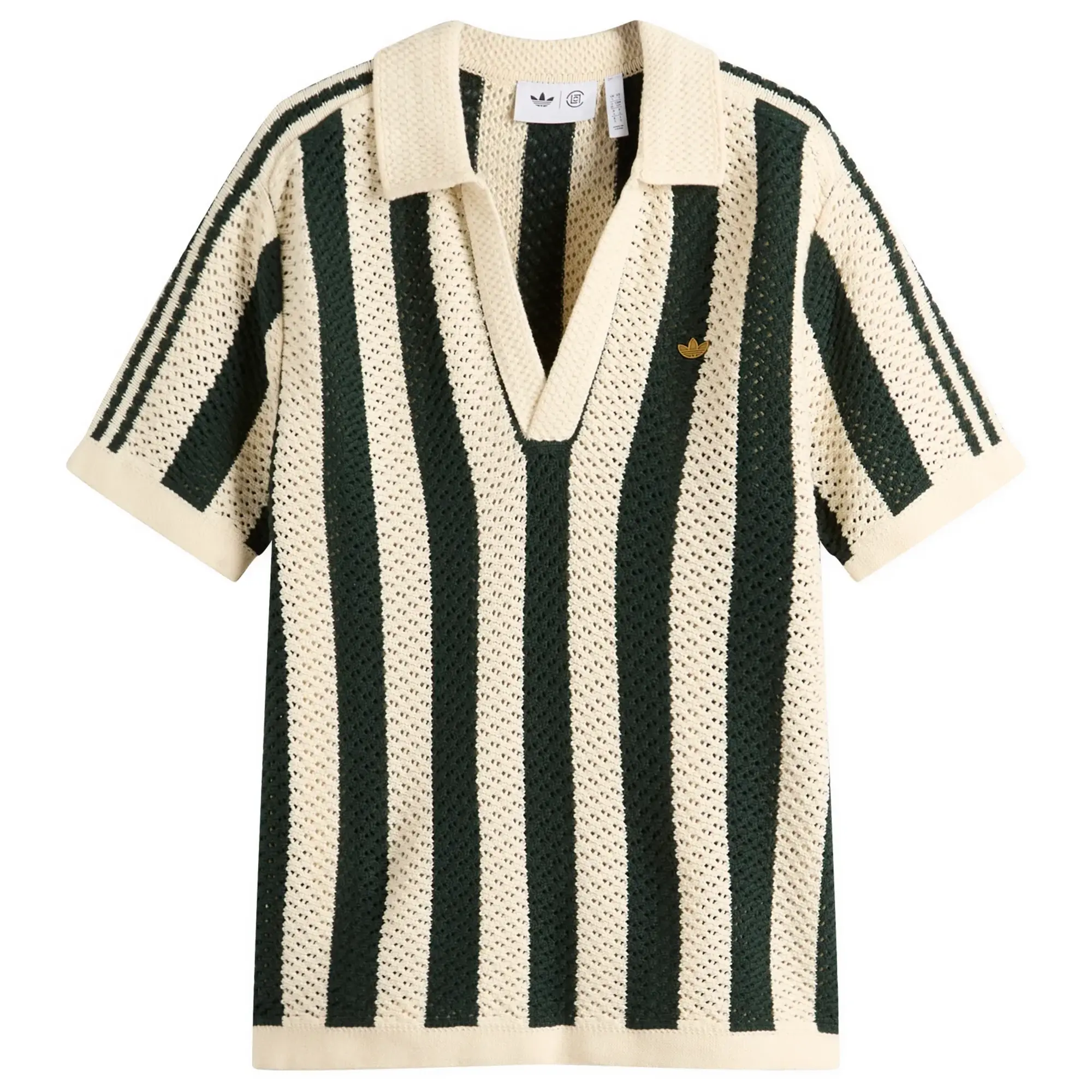 Adidas Women's x Clot Knitted Polo Shirt Green Night/Cream White