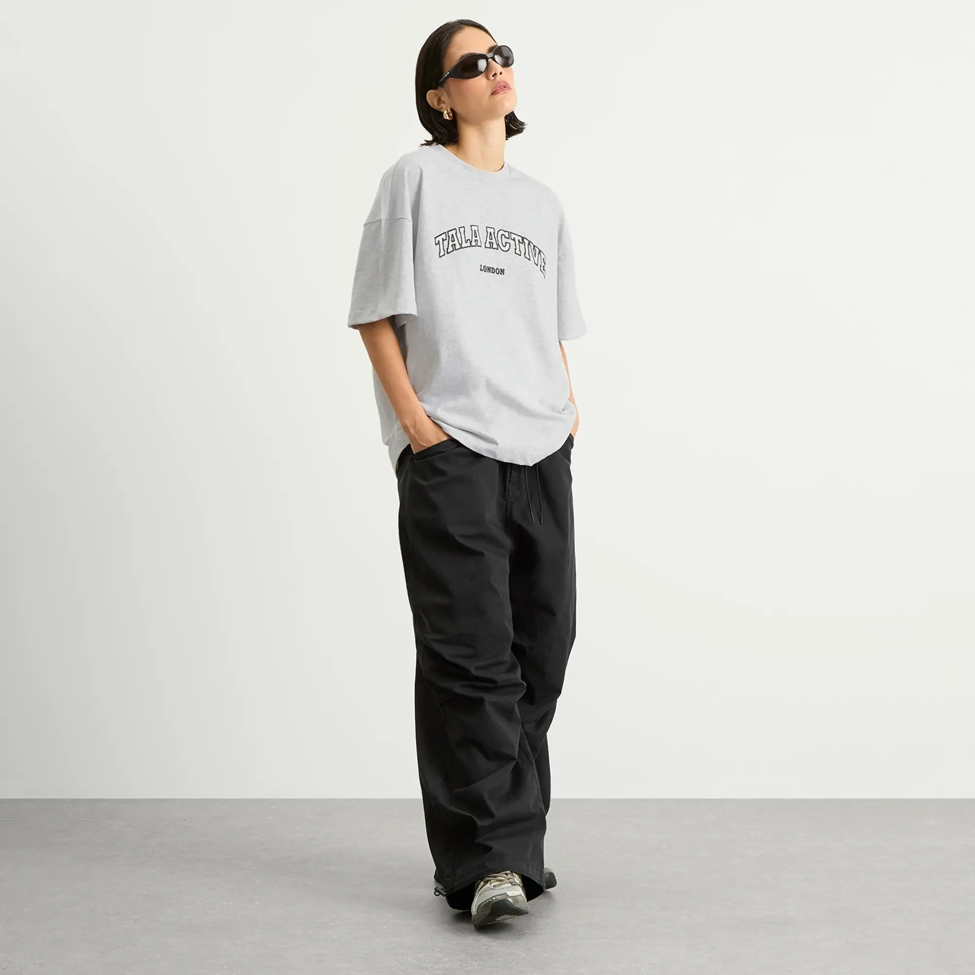 TALA Women's Active Applique Graphic T-Shirt Grey Marl