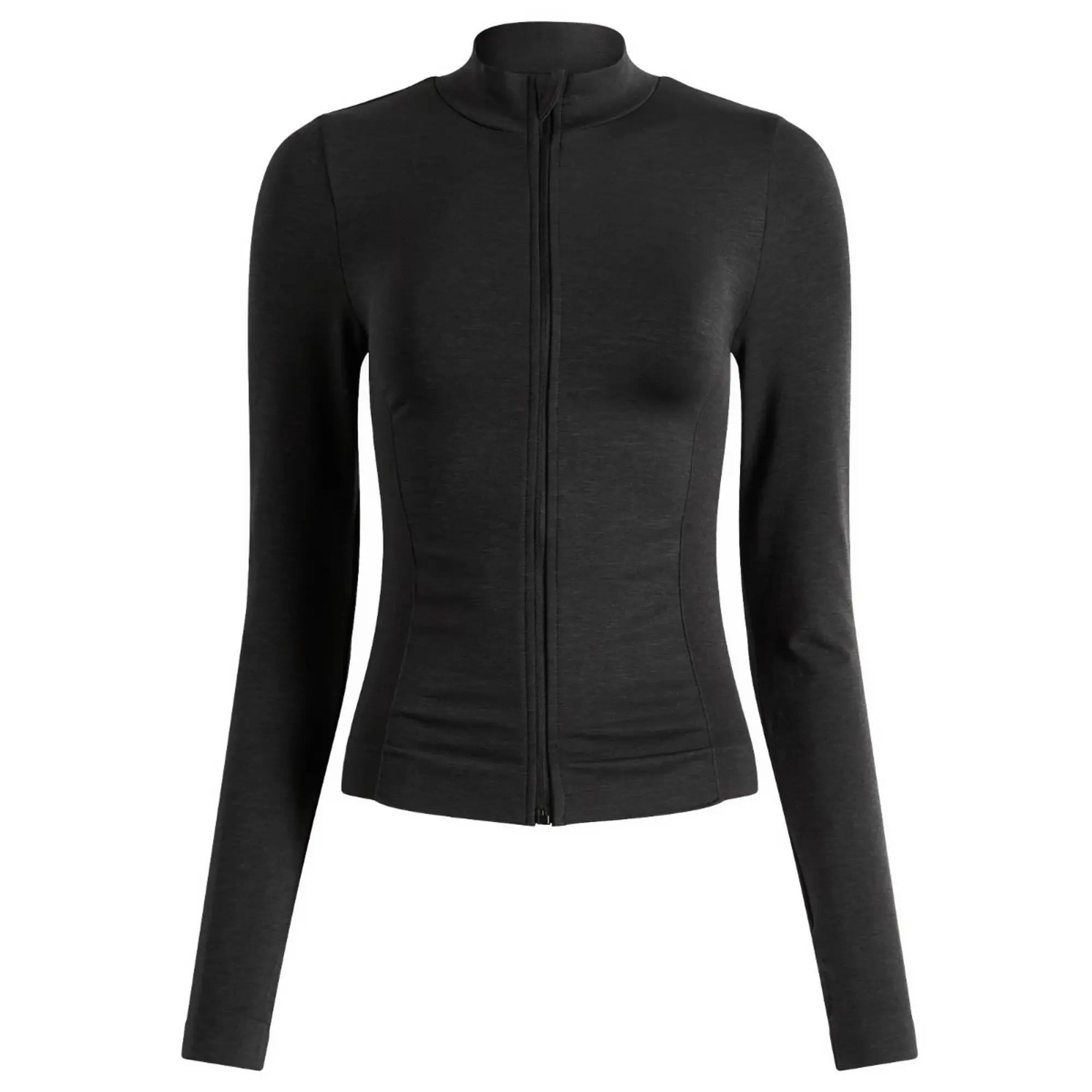 TALA Women's Sculpt Seamless Zip Through Mock Neck Black Marl