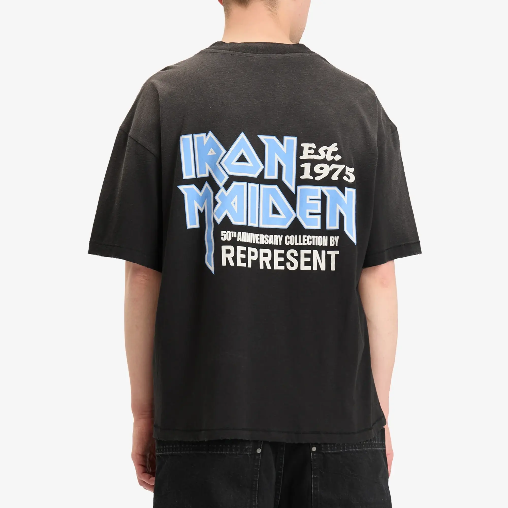 Represent Men's Iron Maiden Anniversary T-shirt Stained Black