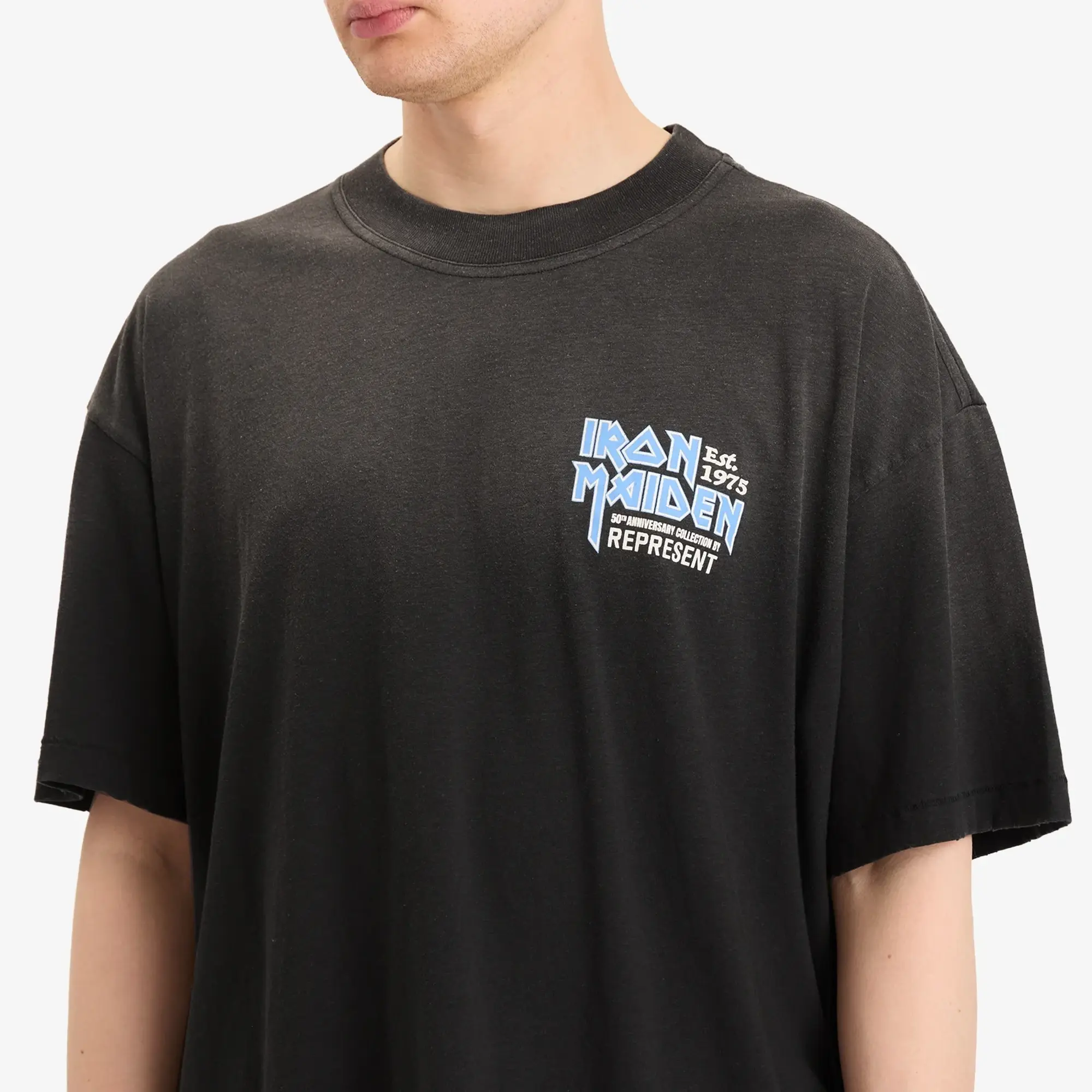 Represent Men's Iron Maiden Anniversary T-shirt Stained Black