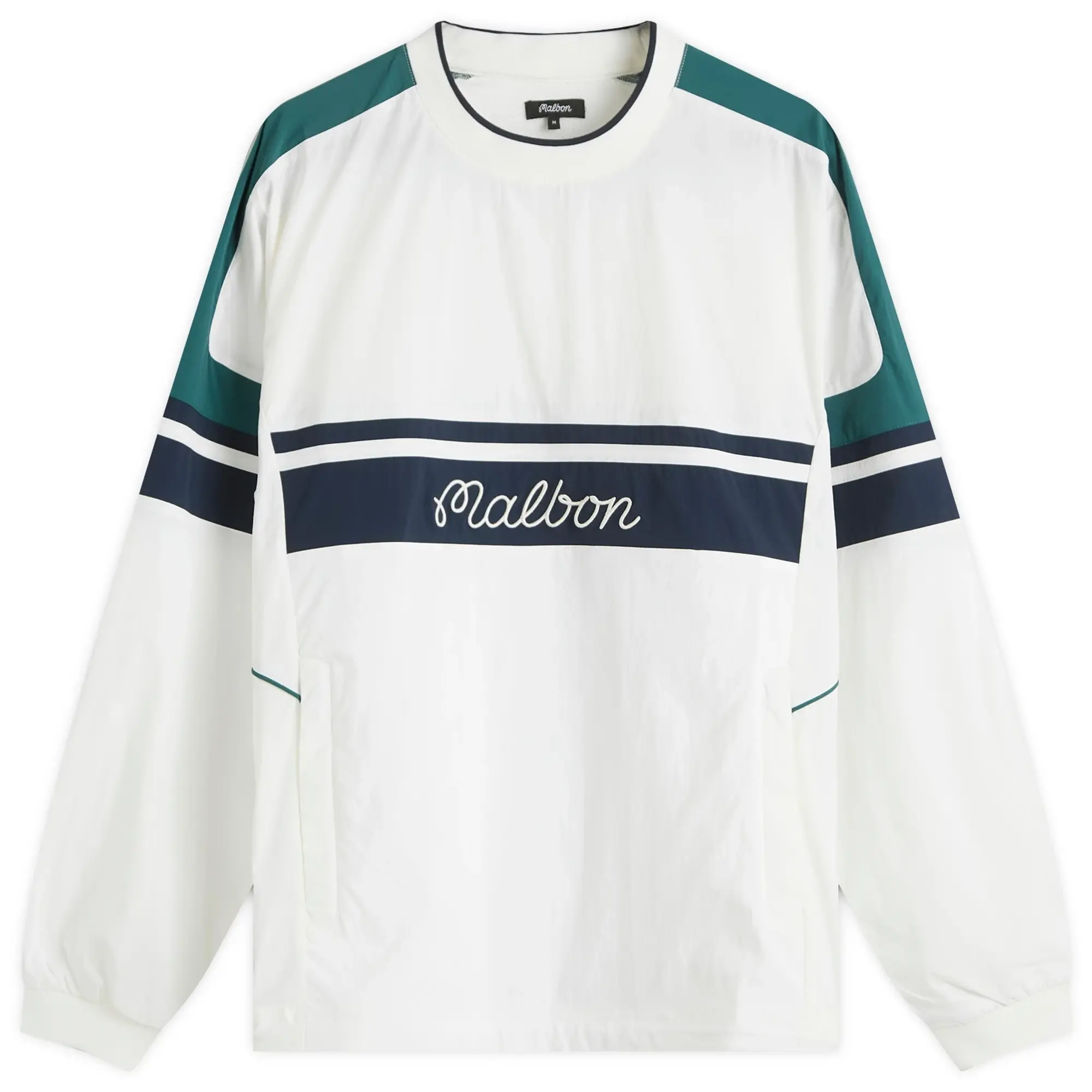 Malbon Men's Sportivia Nylon Popover Jacket White