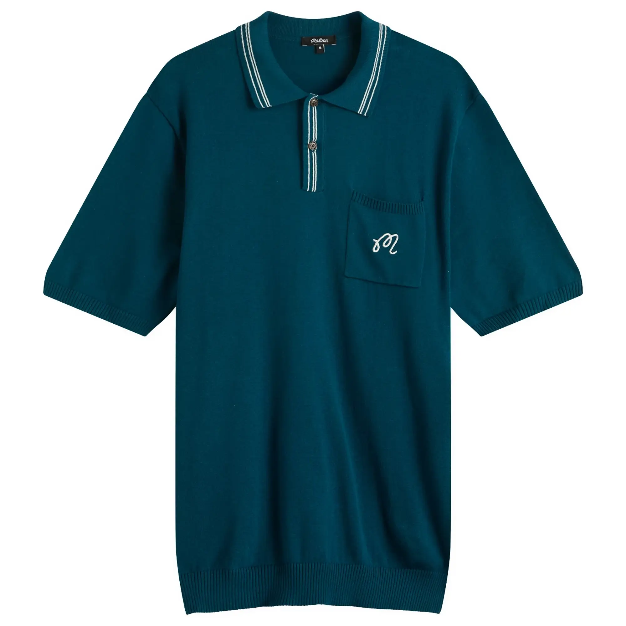 Malbon Men's Campania Knitted Polo Azurra