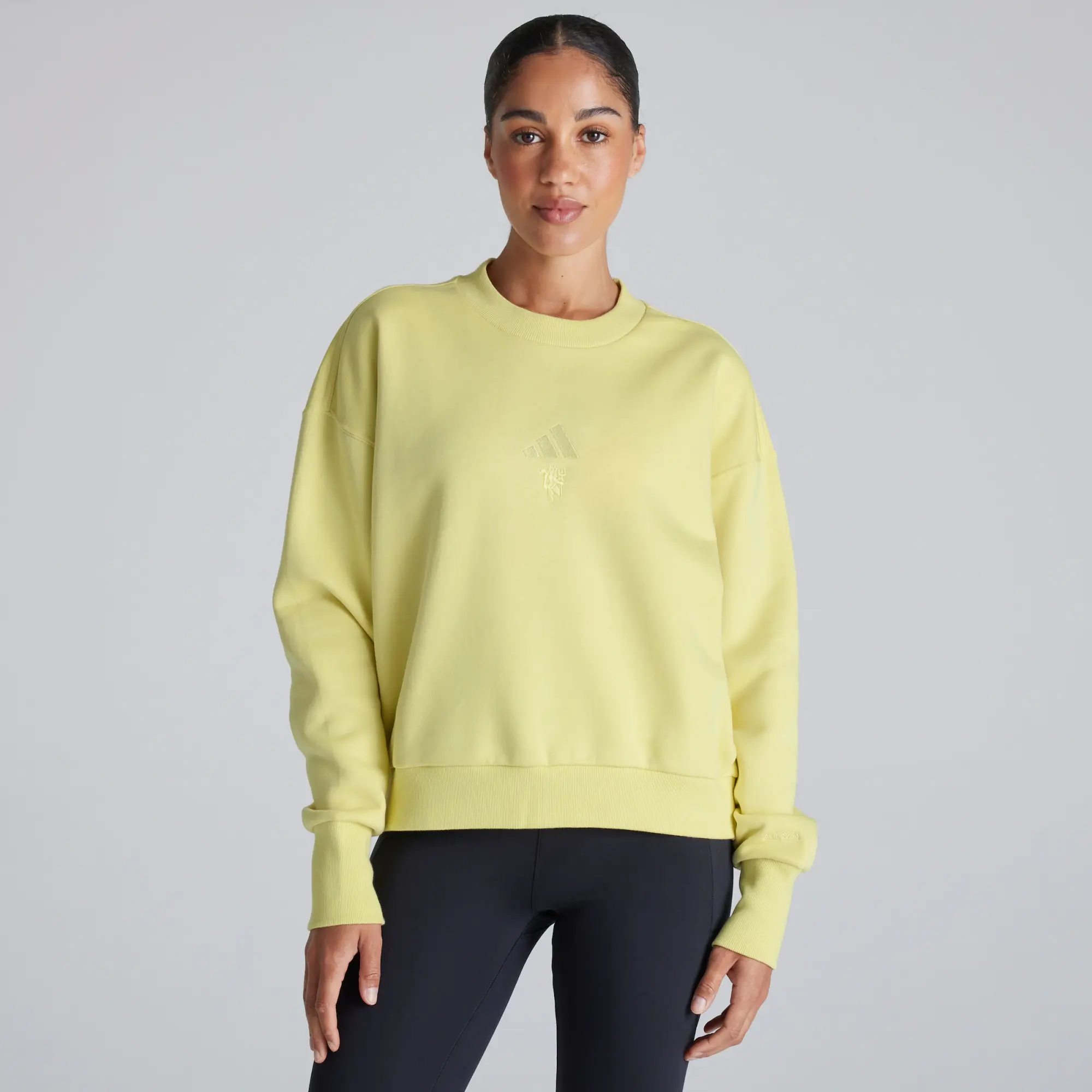 Manchester United x adidas Womens ALL SZN Fleece Sweatshirt Yellow