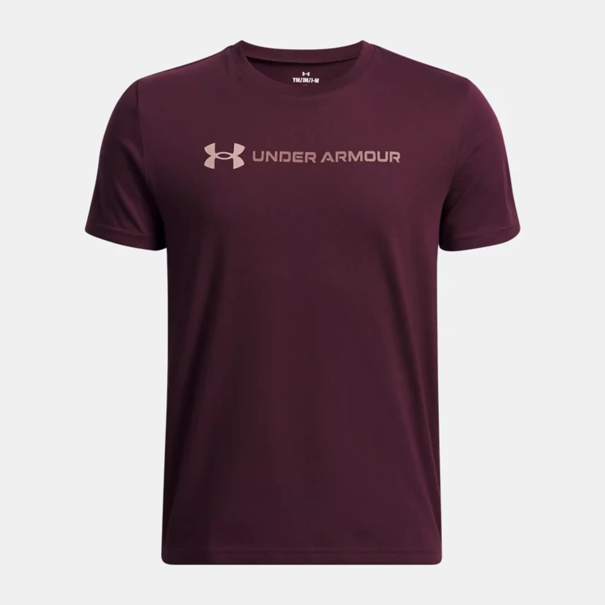 Under Armour  Logo Wordmark Boys' Short Sleeve Dark Maroon / Maroon Mist YXL (63 - 67 in)