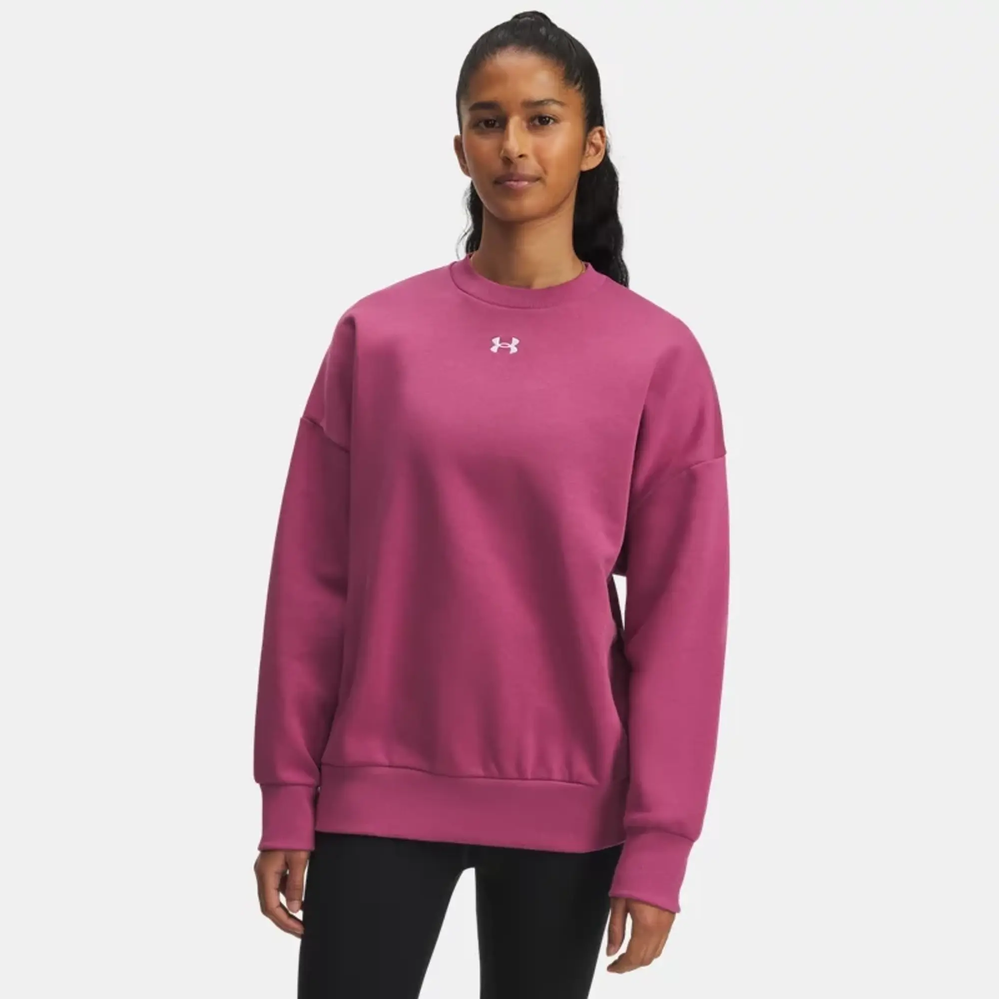 Under Armour  Rival Fleece Women's Oversized Crew Fuchsia Dusk / White M