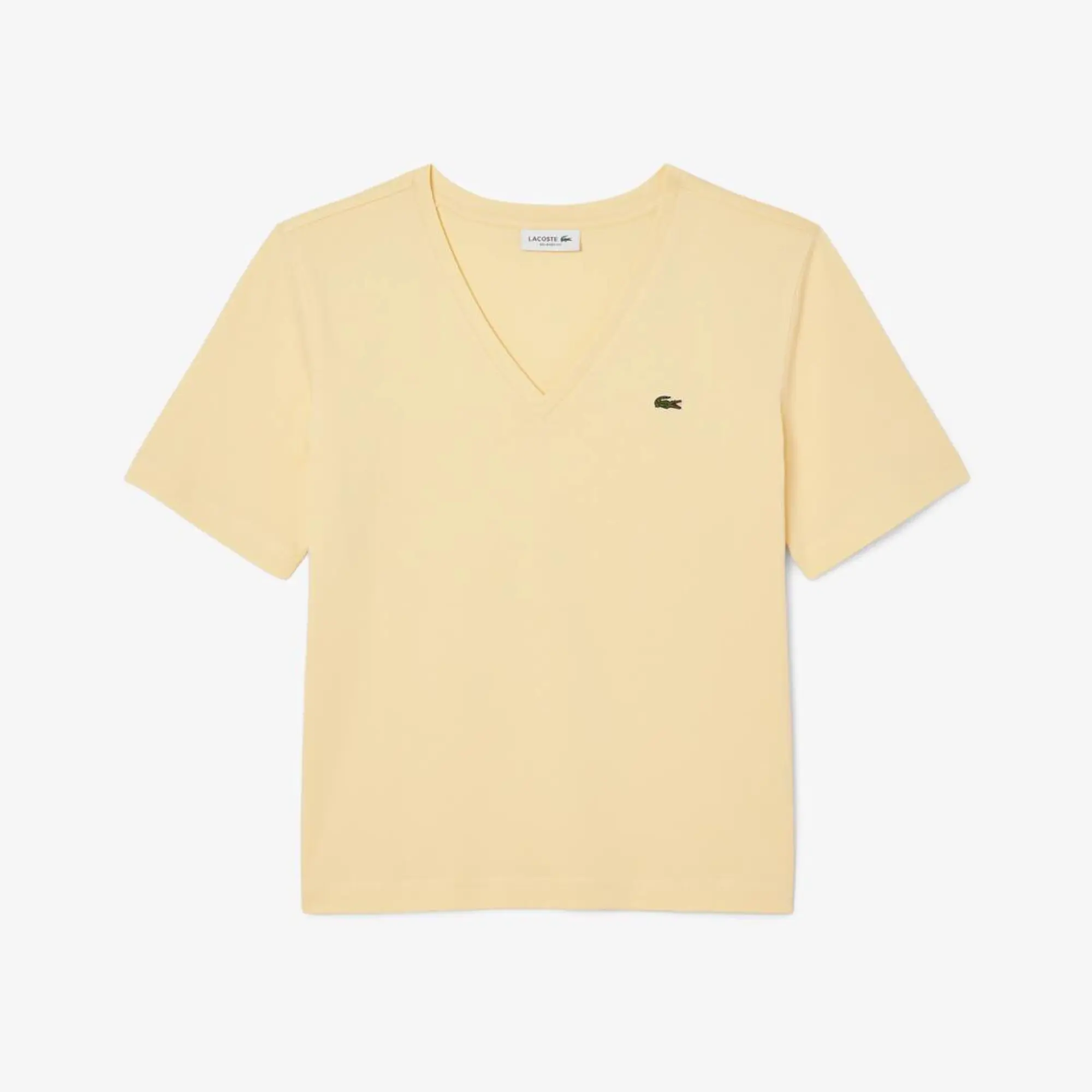 Lacoste Relaxed Fit Soft Cotton V Neck T-shirt - Yellow