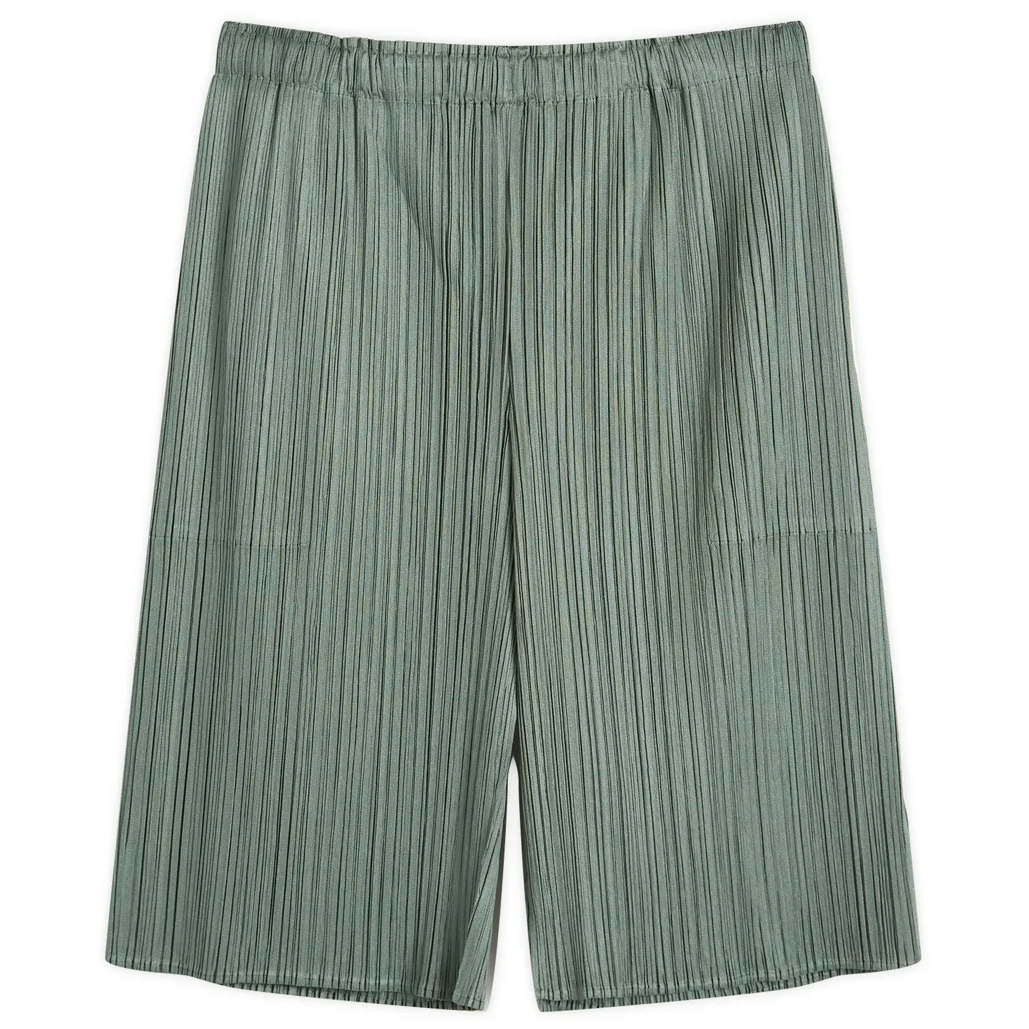 Pleats Please Issey Miyake Women's Pleated Shorts Moss Green