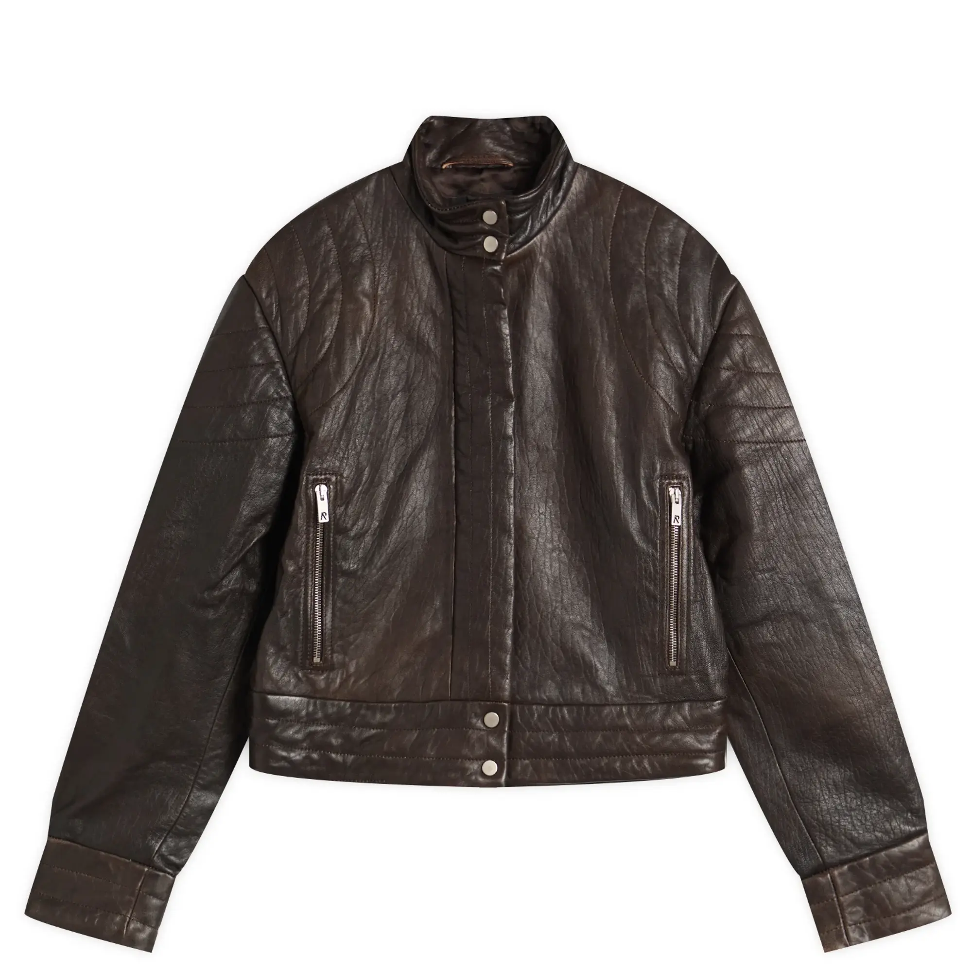 Represent Women's Drive Leather Jacket Dark Chocolate
