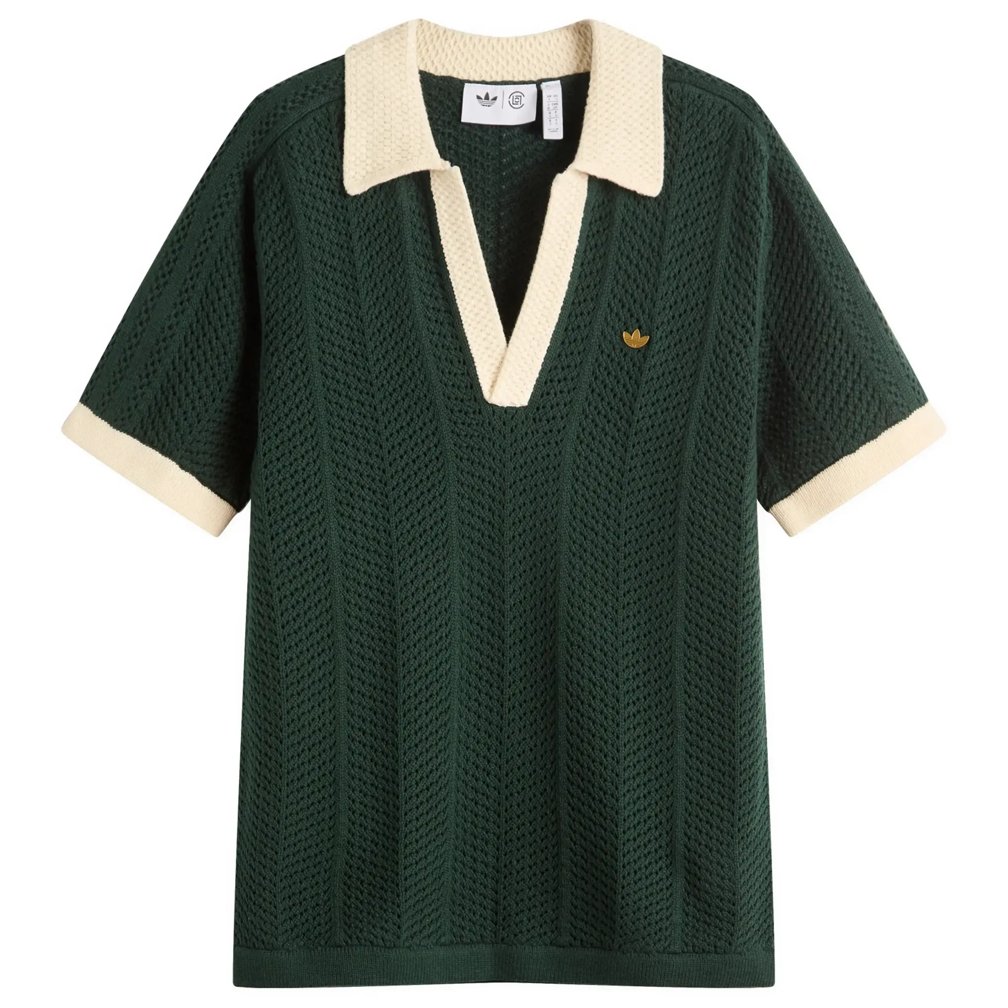 Adidas Women's x Clot Knitted Polo Shirt Green Night