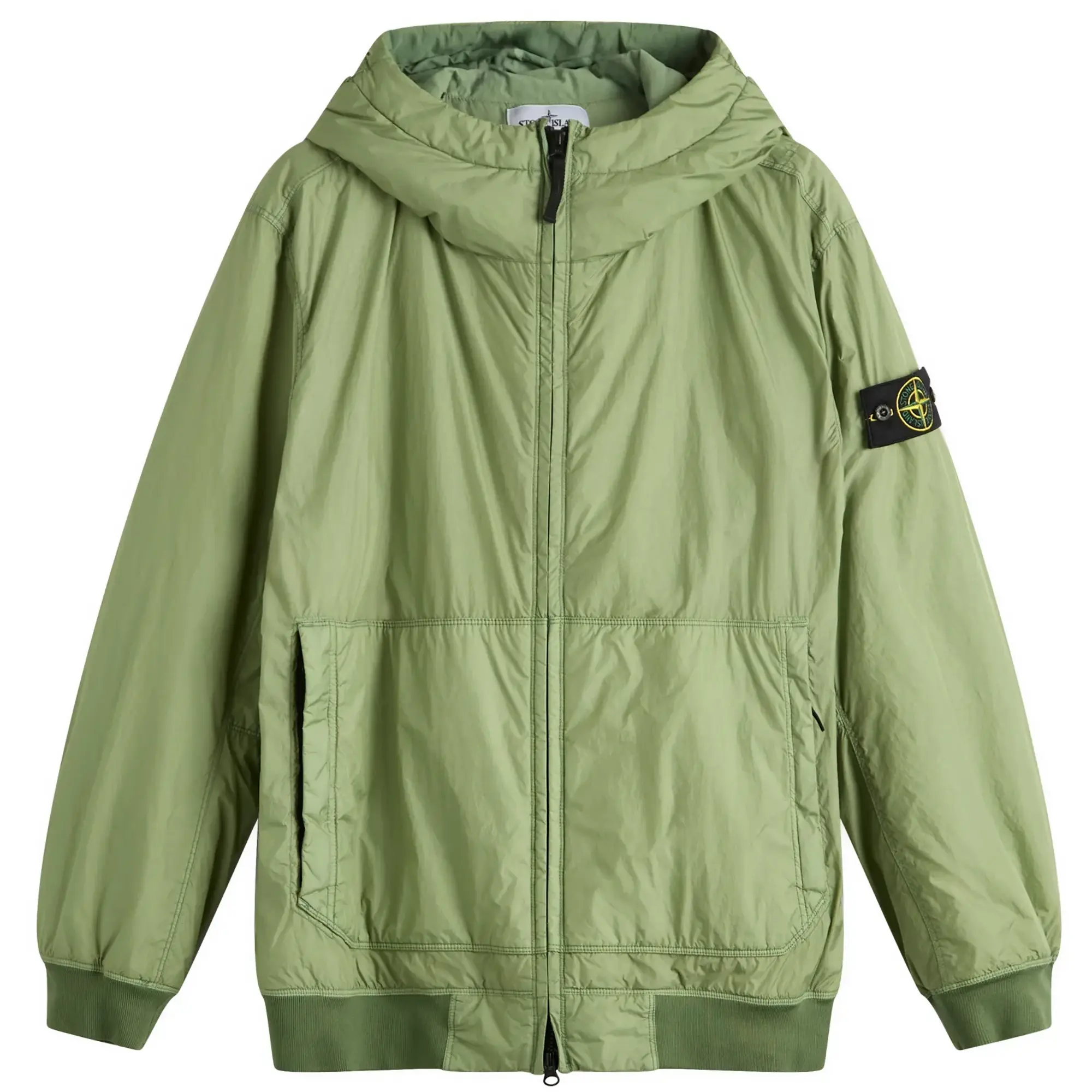 Stone Island Men's Crinkle Reps Nylon Hooded PrimaLoft Jacket Sage