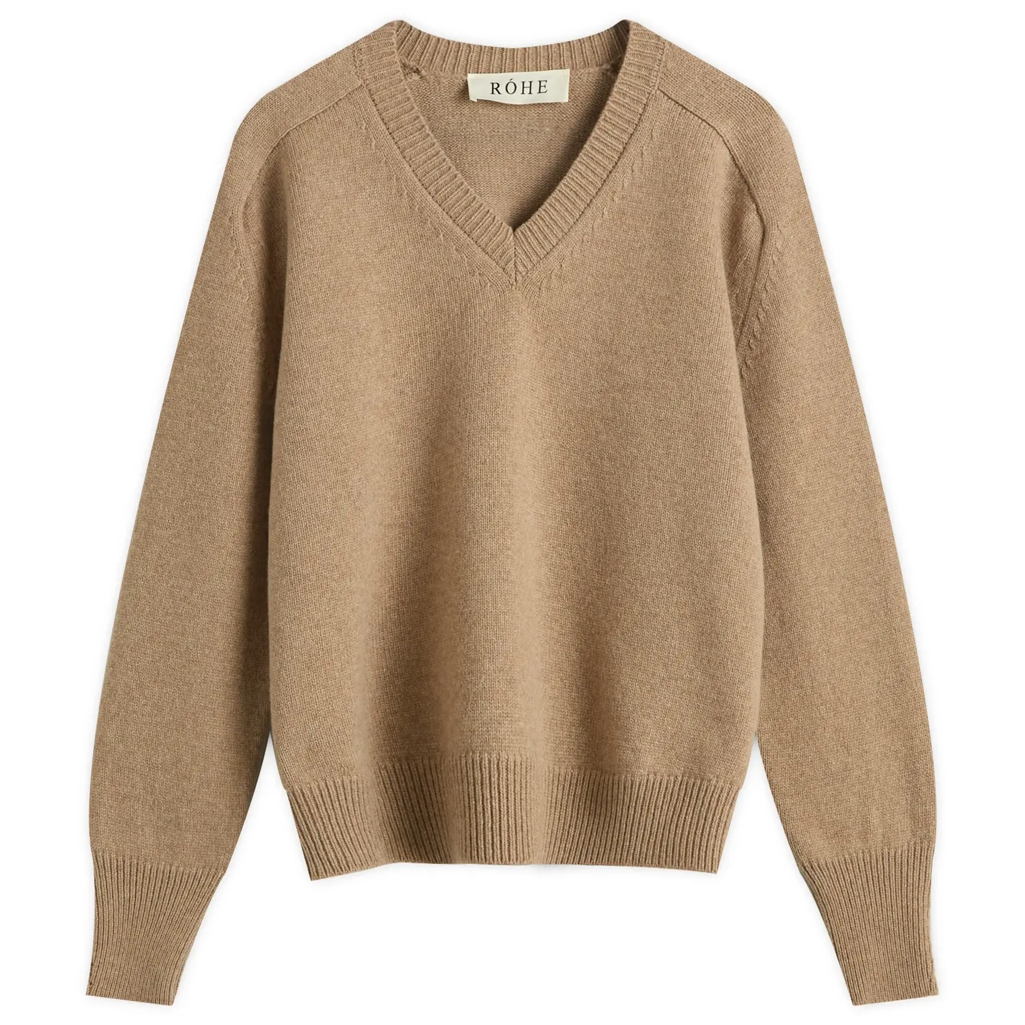 Róhe Women's Cape V-Neck Wrap Jumper Taupe Melange