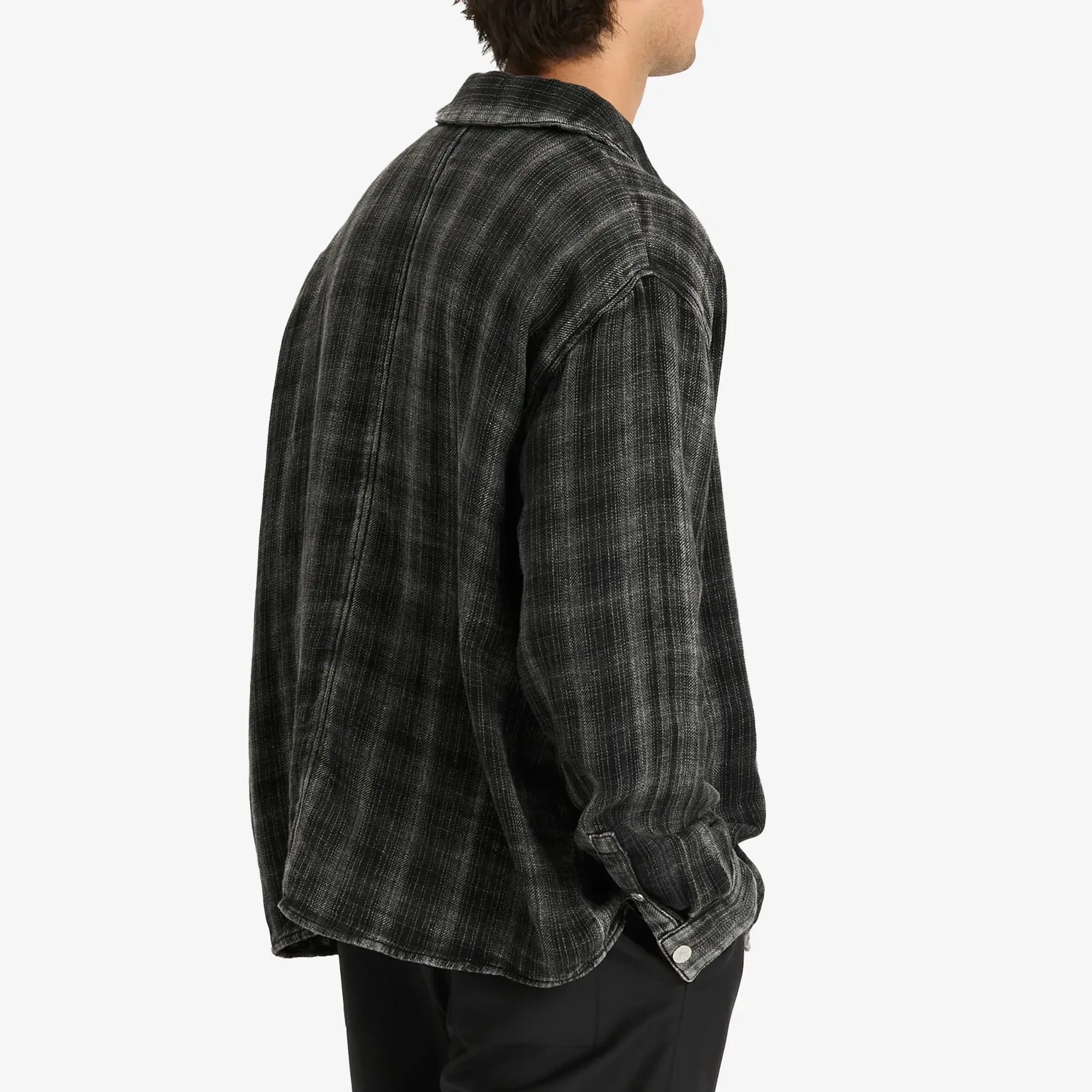 Won Hundred Men's Zayne Zip Overshirt Bleached Black Check