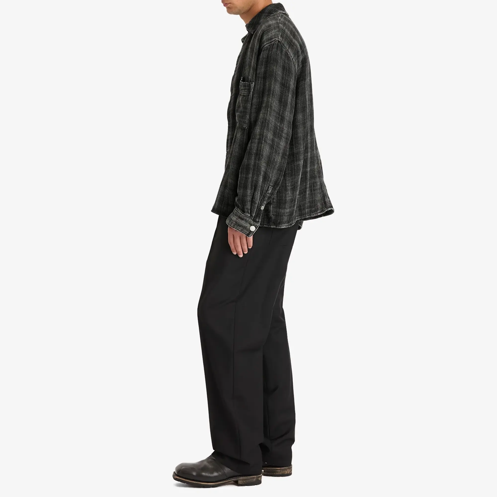 Won Hundred Men's Zayne Zip Overshirt Bleached Black Check