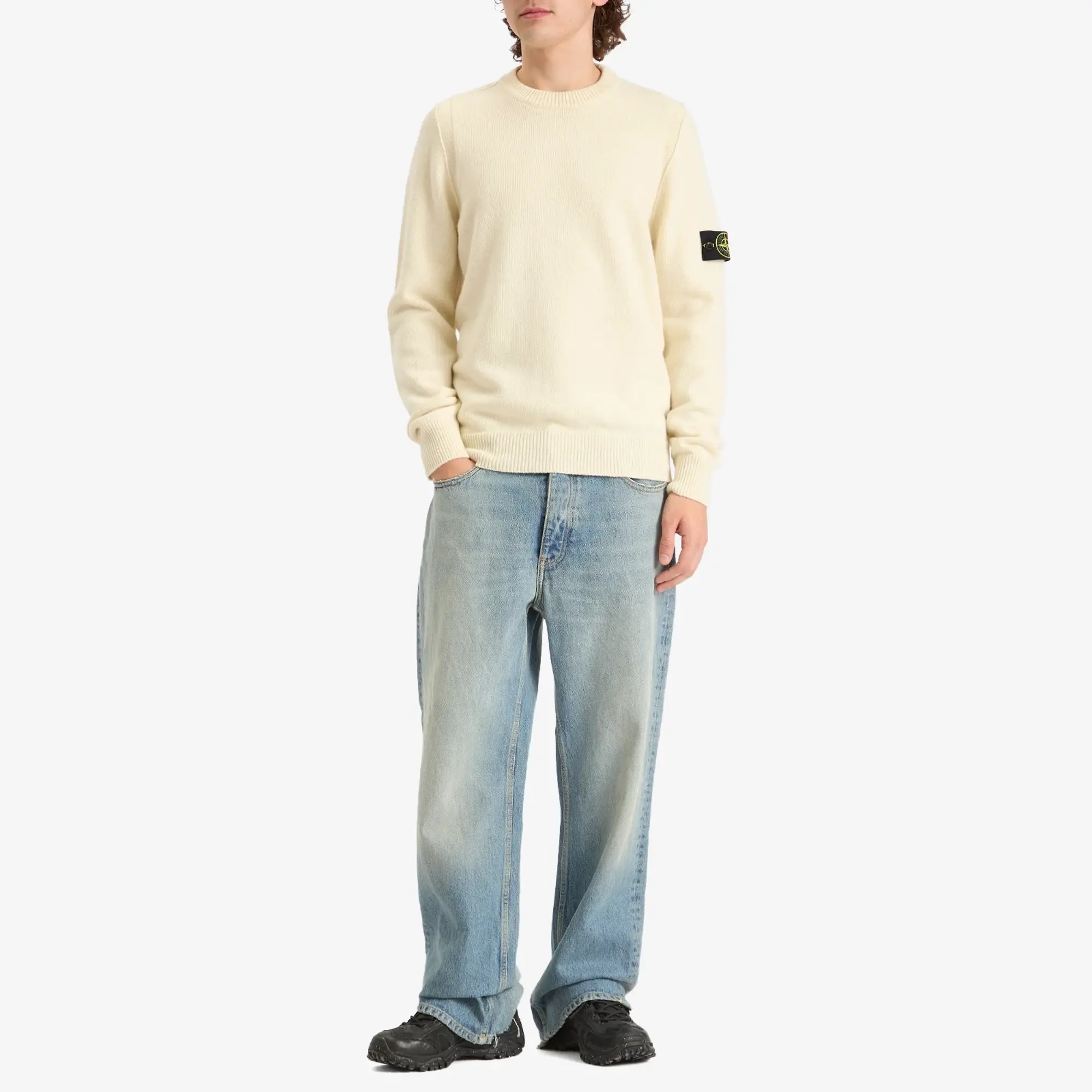 Stone Island Men's Lambswool Crew Neck Jumper Ivory
