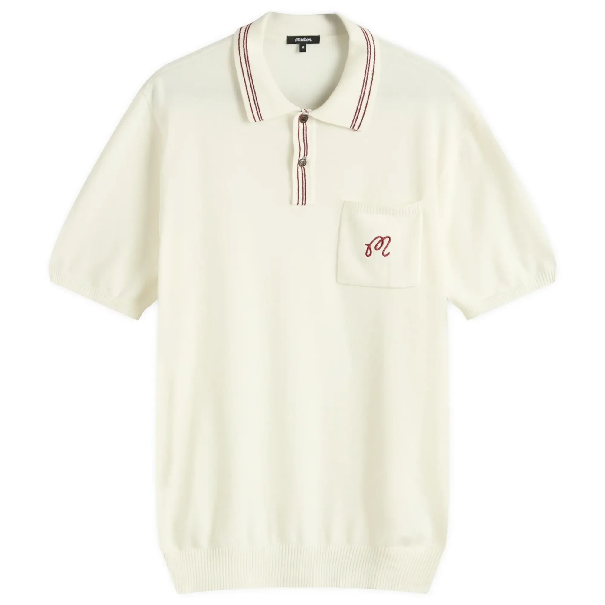 Malbon Men's Campania Knitted Polo Ivory