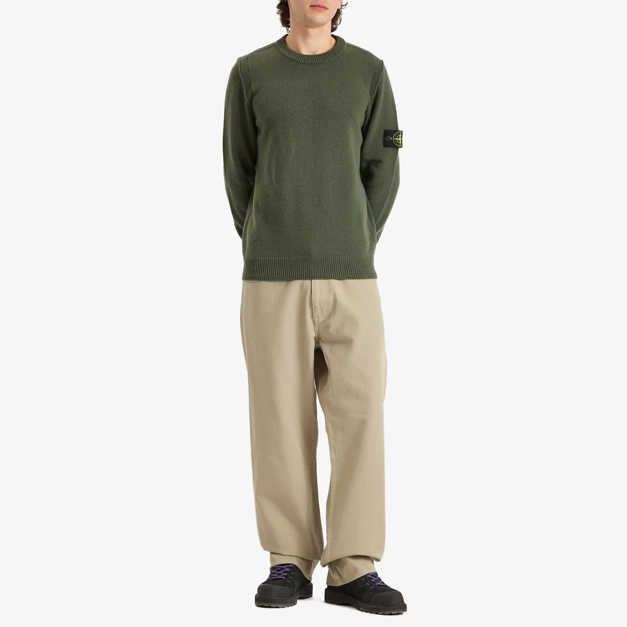 Stone Island Men's Lambswool Crew Neck Jumper Military Green
