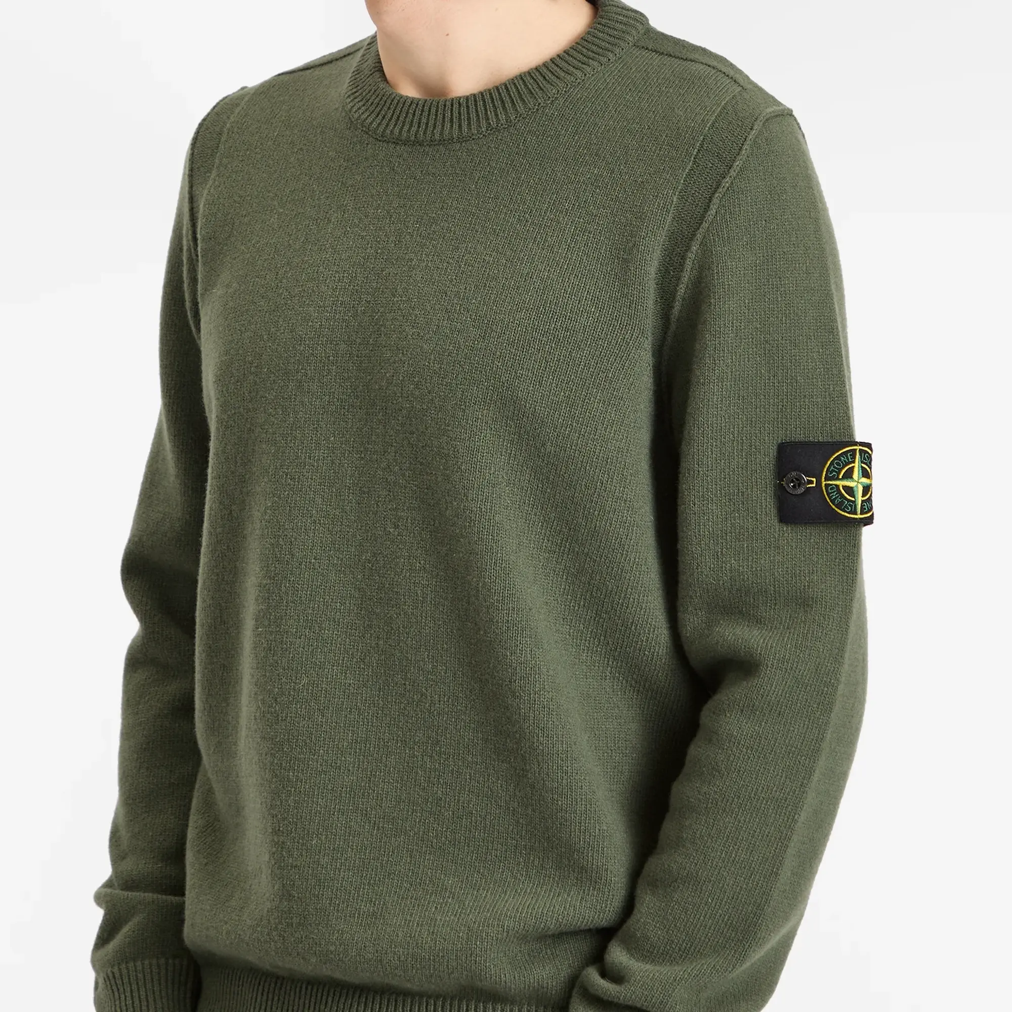 Stone Island Men's Lambswool Crew Neck Jumper Military Green
