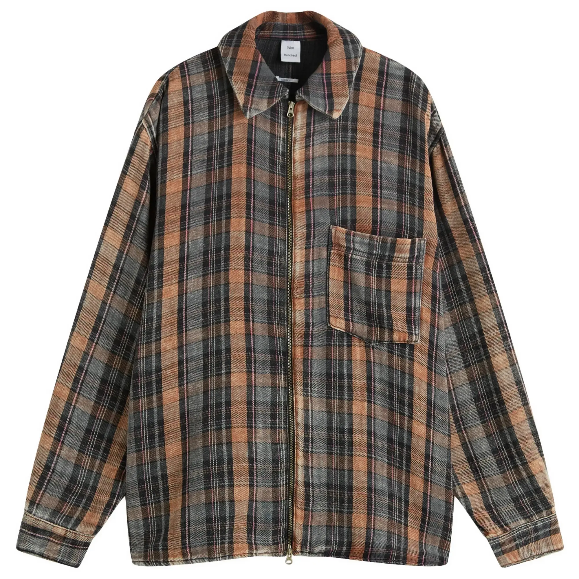 Won Hundred Men's Zayne Zip Overshirt Bleached Check
