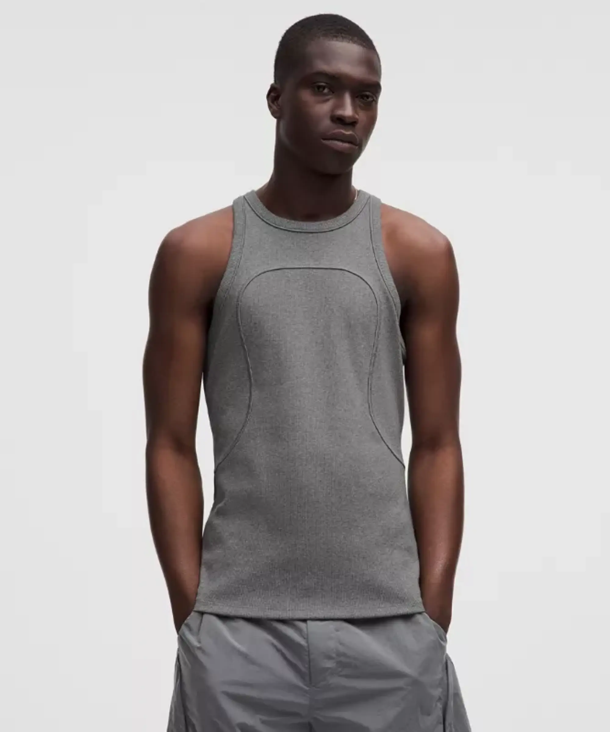 lululemon – Men's Ribbed Cotton Tight-Fit Tank Top SLNSH Collection – Color Grey – Size L