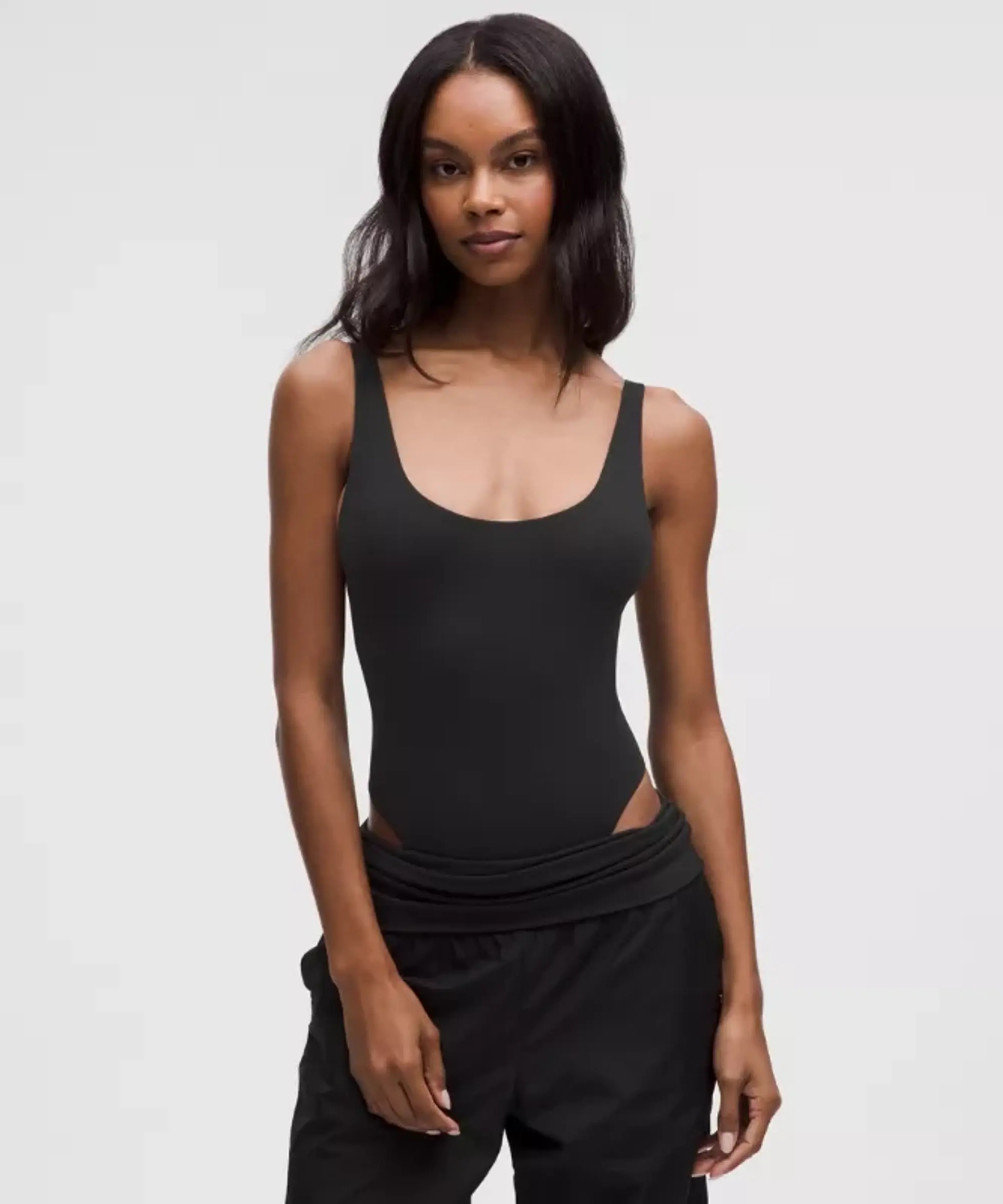 lululemon – Women's Wundermost Ultra-Soft Nulu Mesh Scoop-Back Sleeveless Thong Bodysuit – Color Black – Size L