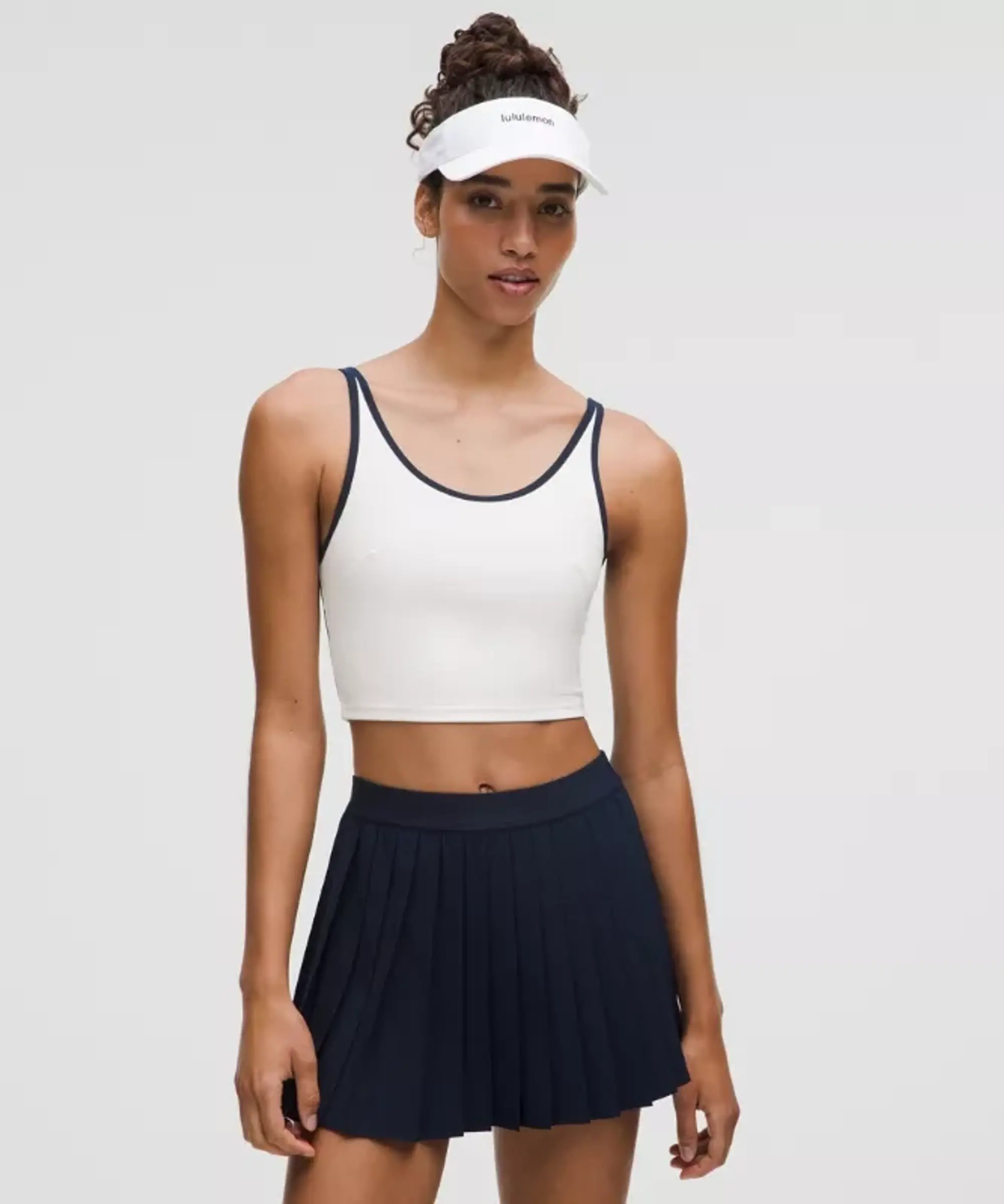 lululemon – Women's Scoop-Neck Cutout Tennis Tank Top Medium Support, B/C Cup – Color White/Blue – Size L