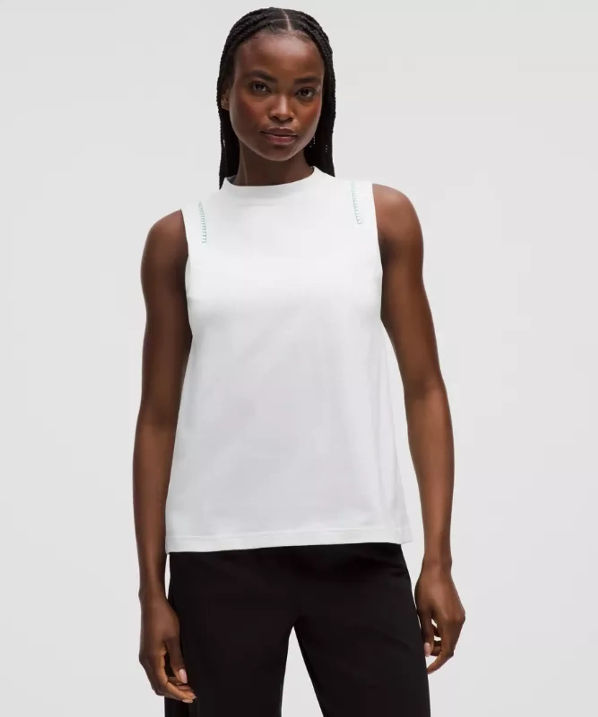 lululemon – Women's Jersey Stitch-Detail Tank Top – Color White/Green – Size L