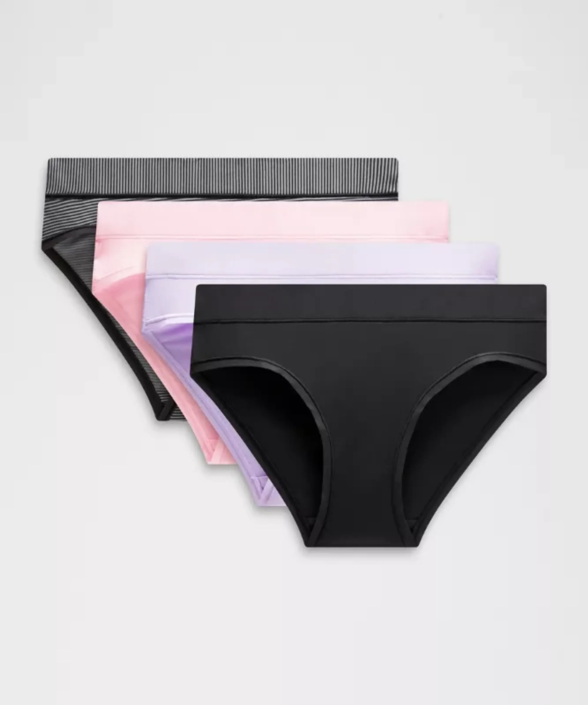 lululemon – Women's UnderEase Mid-Rise Bikini Underwear 5 Pack – Color Black/Pink/Purple – Size L