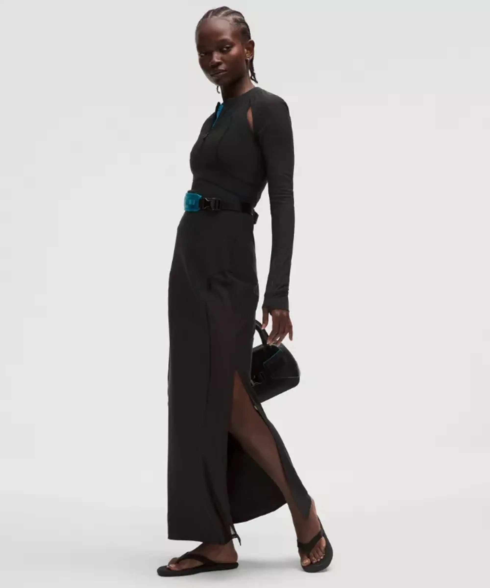lululemon – Women's Mesh Cutout Long-Sleeve Dress SLNSH Collection – Color Black – Size 0