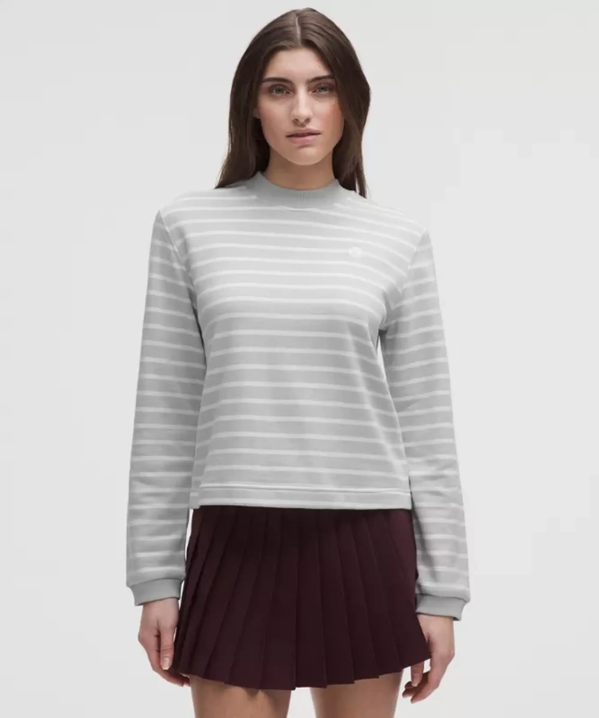 lululemon – Women's Cotton French Terry Crew Sweaterneck Pullover – Color White/Grey – Size L